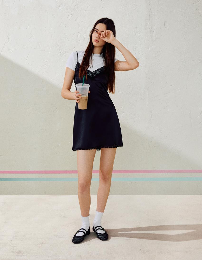 Ballerines résille avec boucles-Noir-1