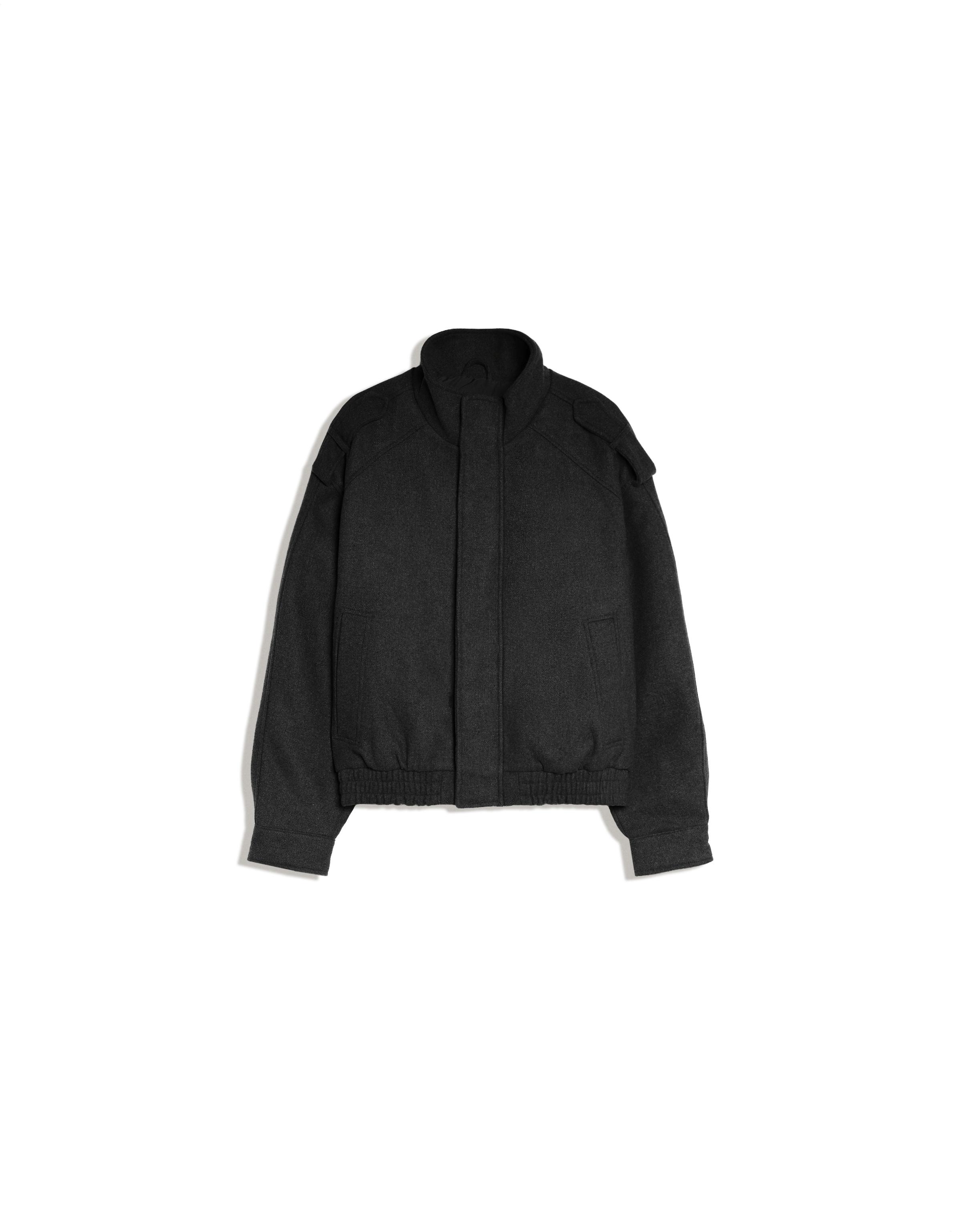 Felt-effect jacket with tabs — Black