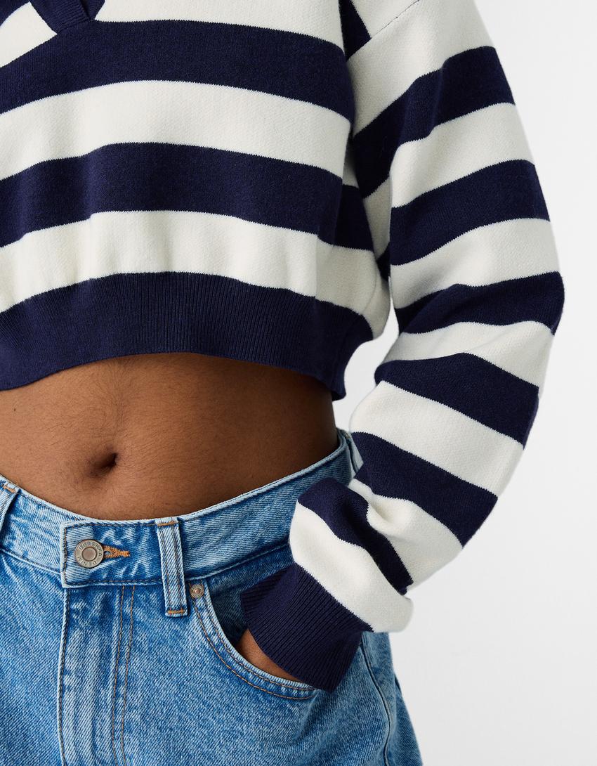 سويتر بياقة بولو وخطوط-أزرق-5