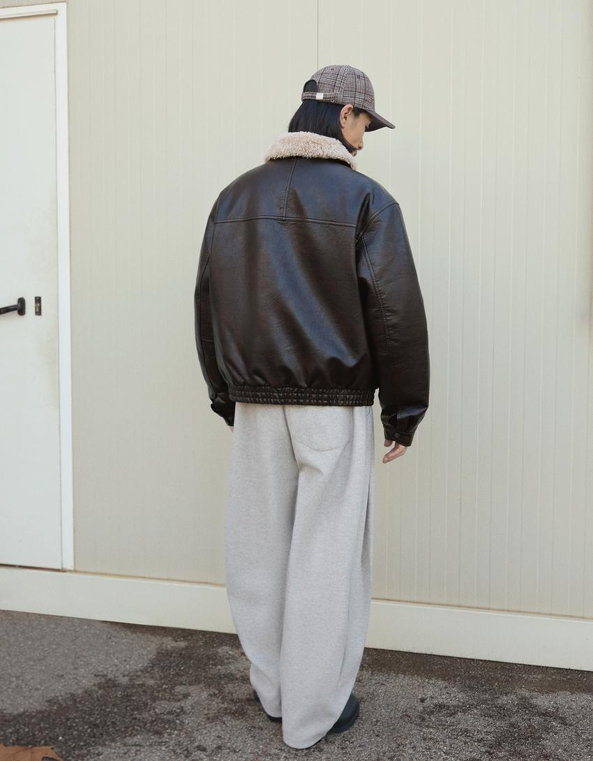 Pantalon ballon à pinces en tissu-Gris