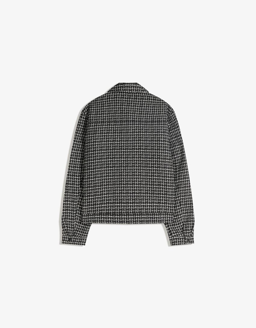 Blouson cropped chenille-Noir