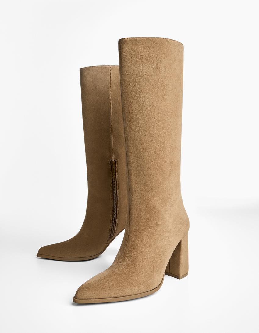 Block heel boots-Brown-3