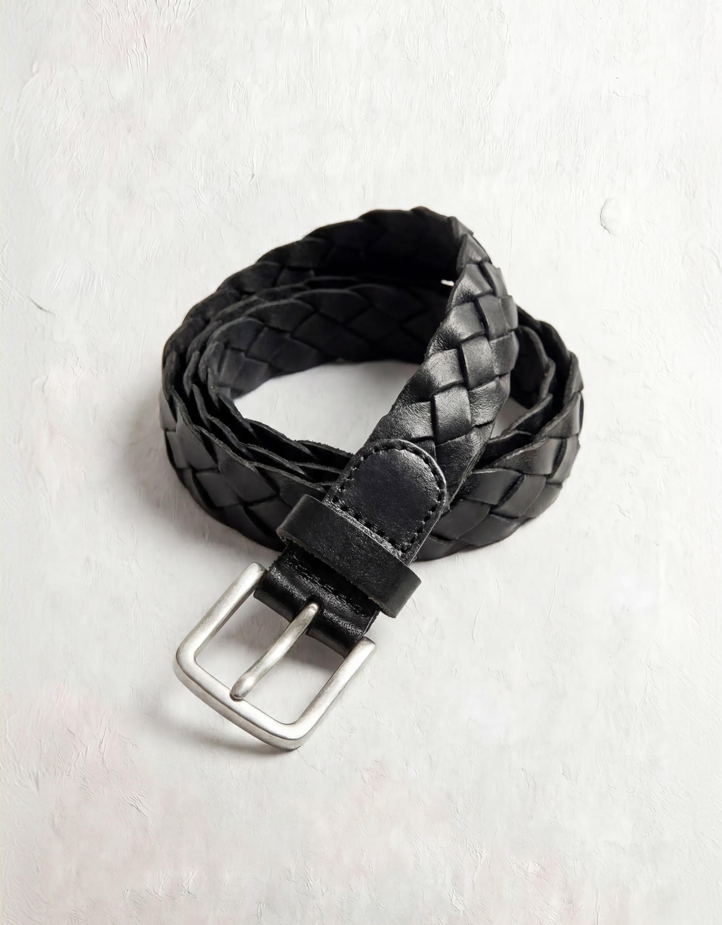 Braided leather belt — Black