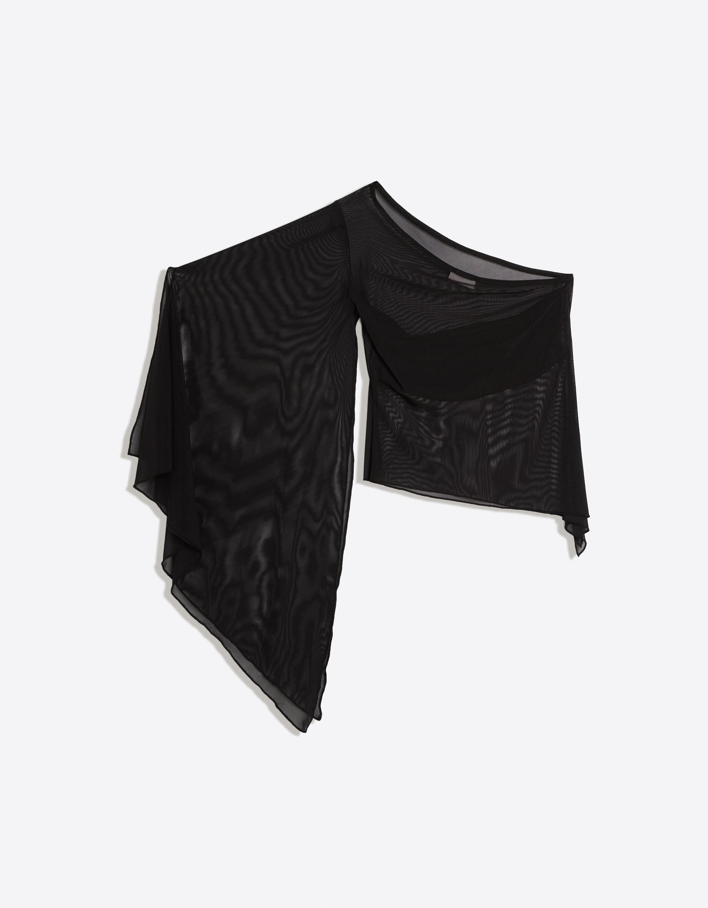Asymmetric tulle top - Women | Bershka