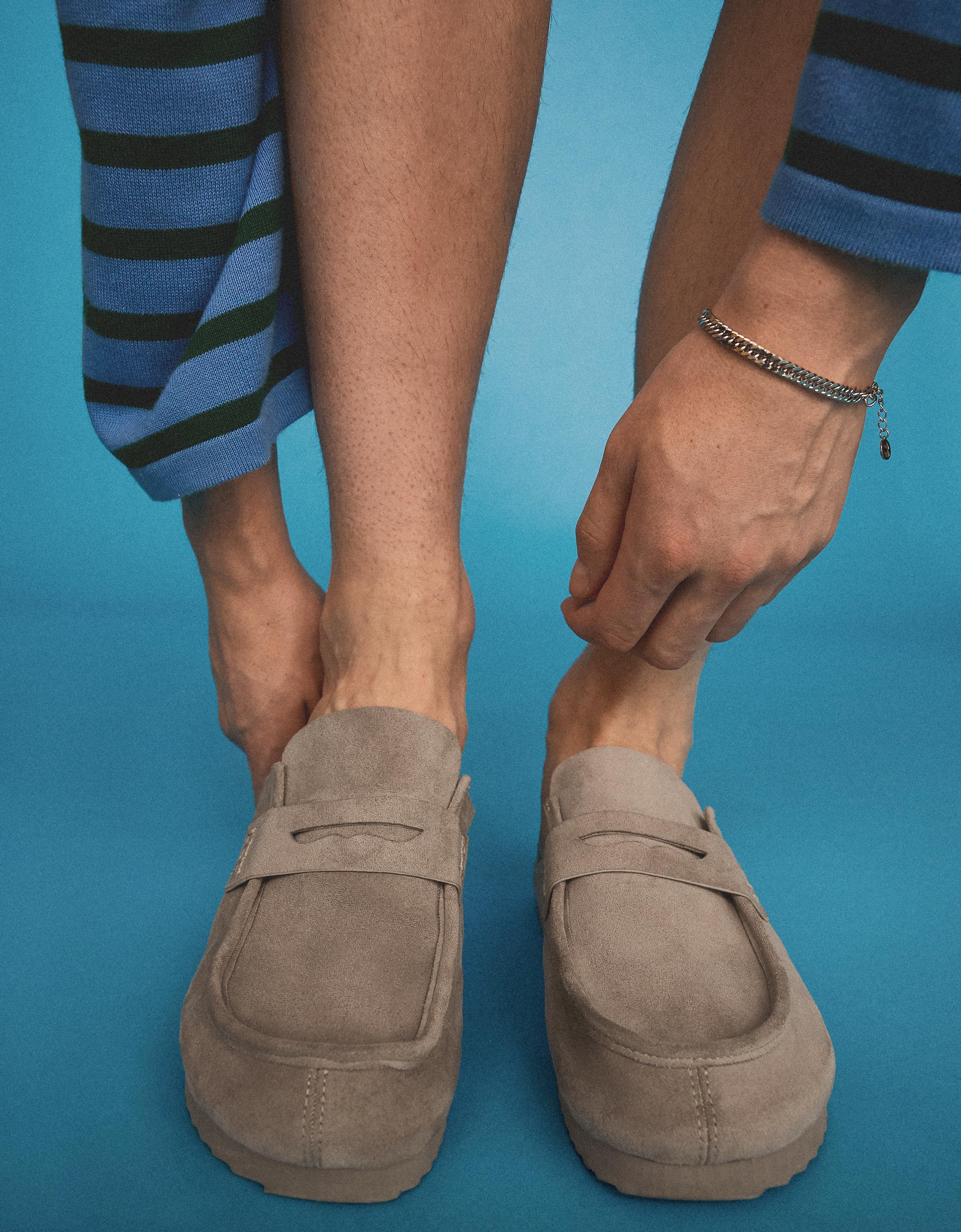 Mule clogs with mask detail — TAUPE
