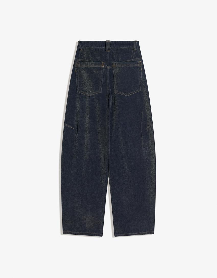 Barrel fit pantolon-Koyu mavi