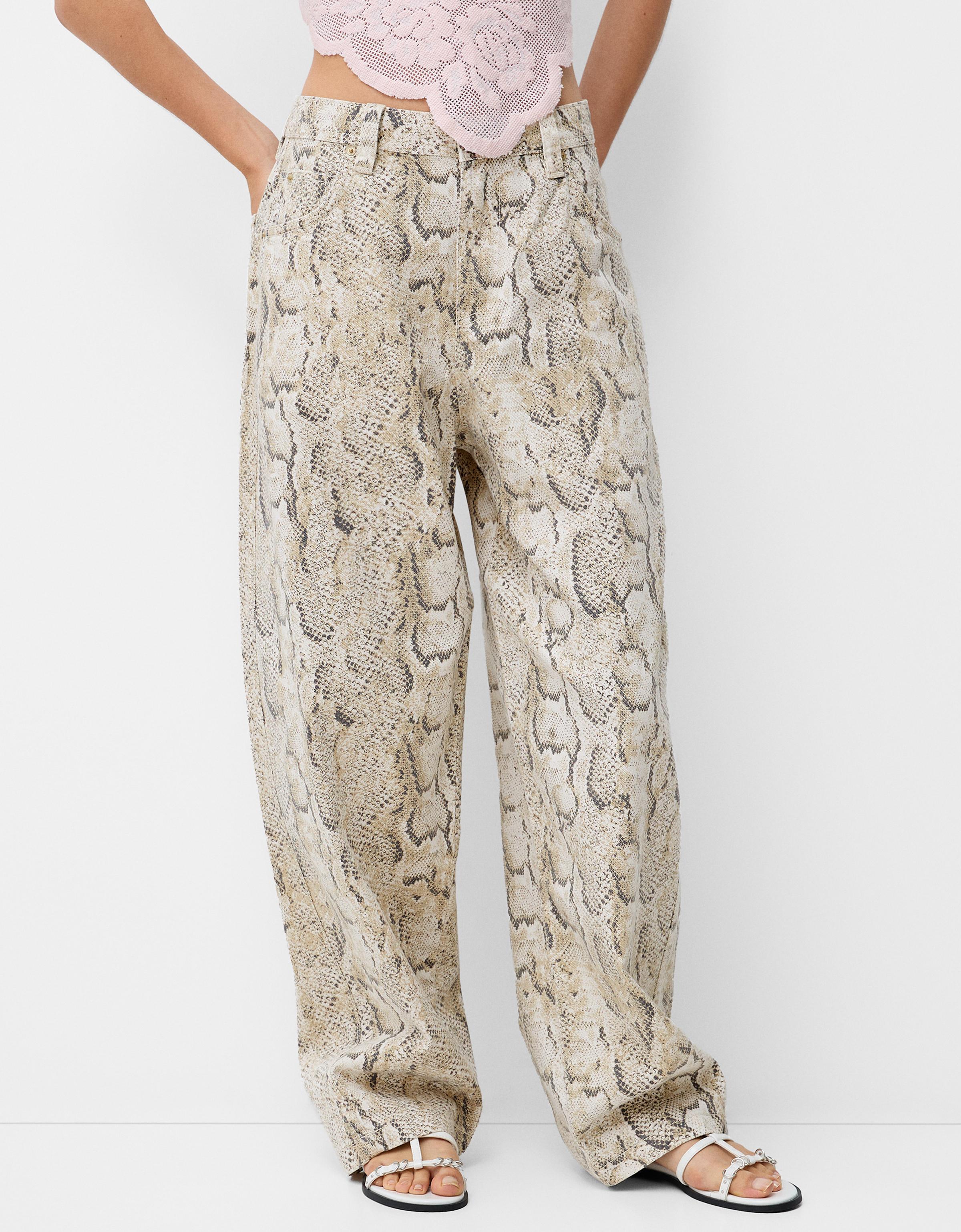 Bershka Workwear-Hose Mit Animalprint Damen 38 Kombiniert