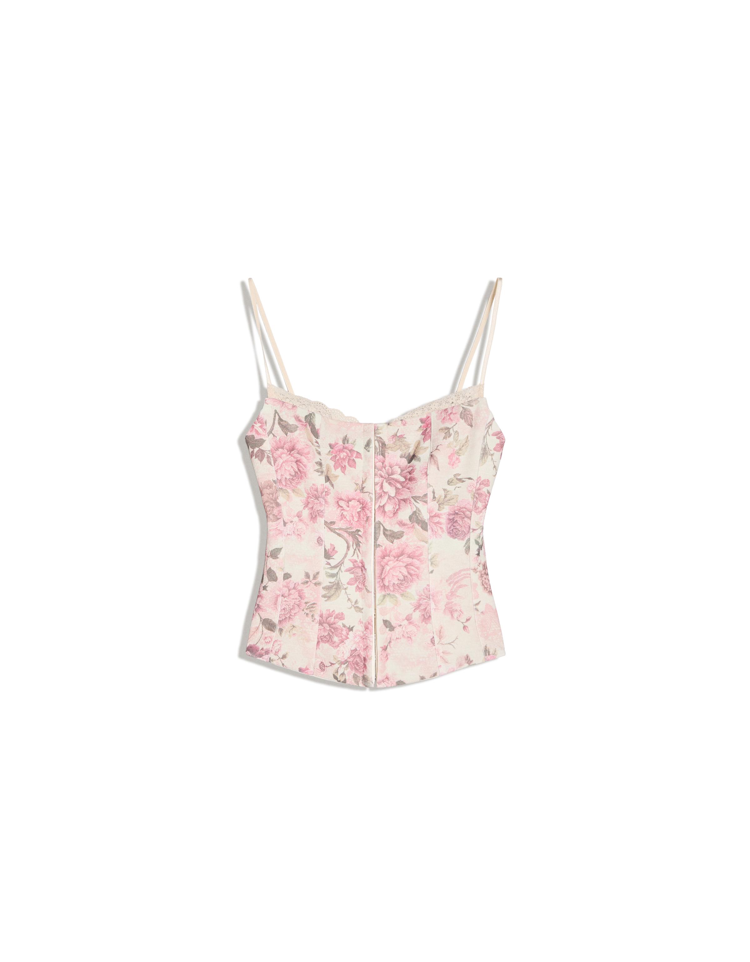 Floral corset strappy top — Pink