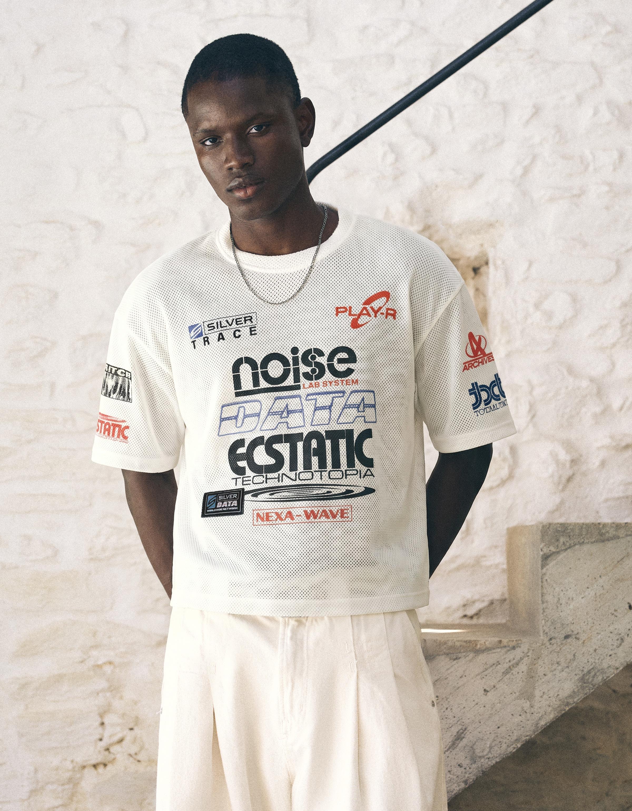T-Shirt Imprimé Boxy Fit M Écru