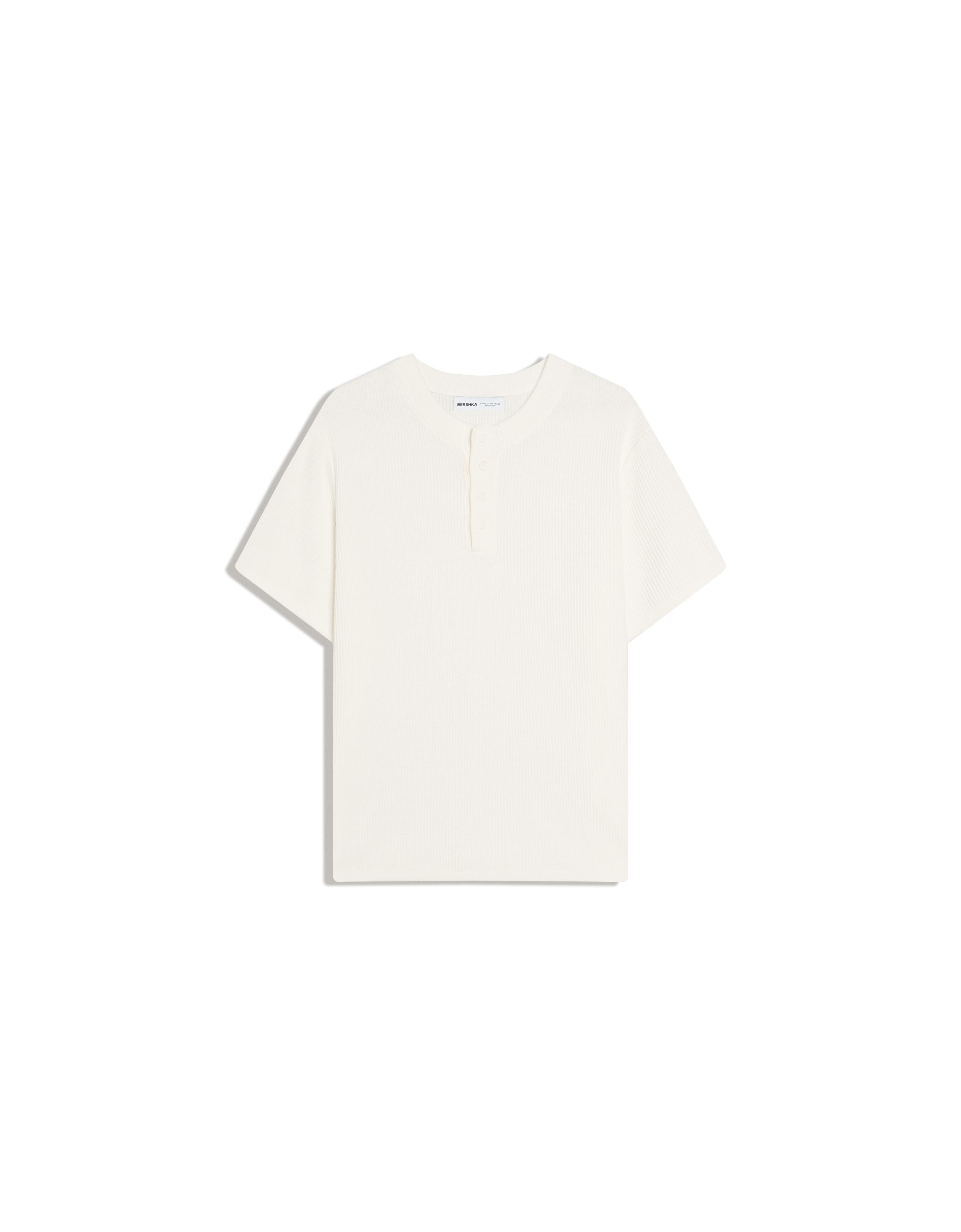 Short sleeve henley T-shirt — White