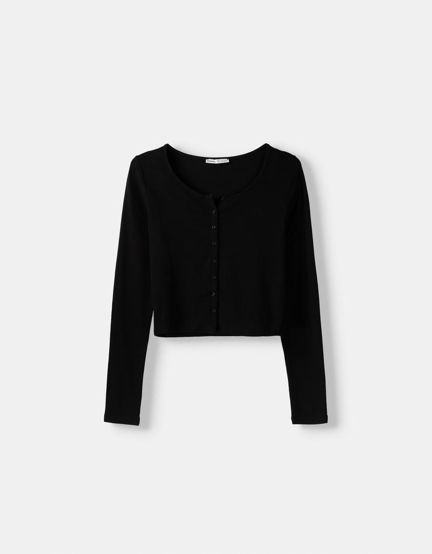 كارديغان بأكمام طويلة-أسود-4