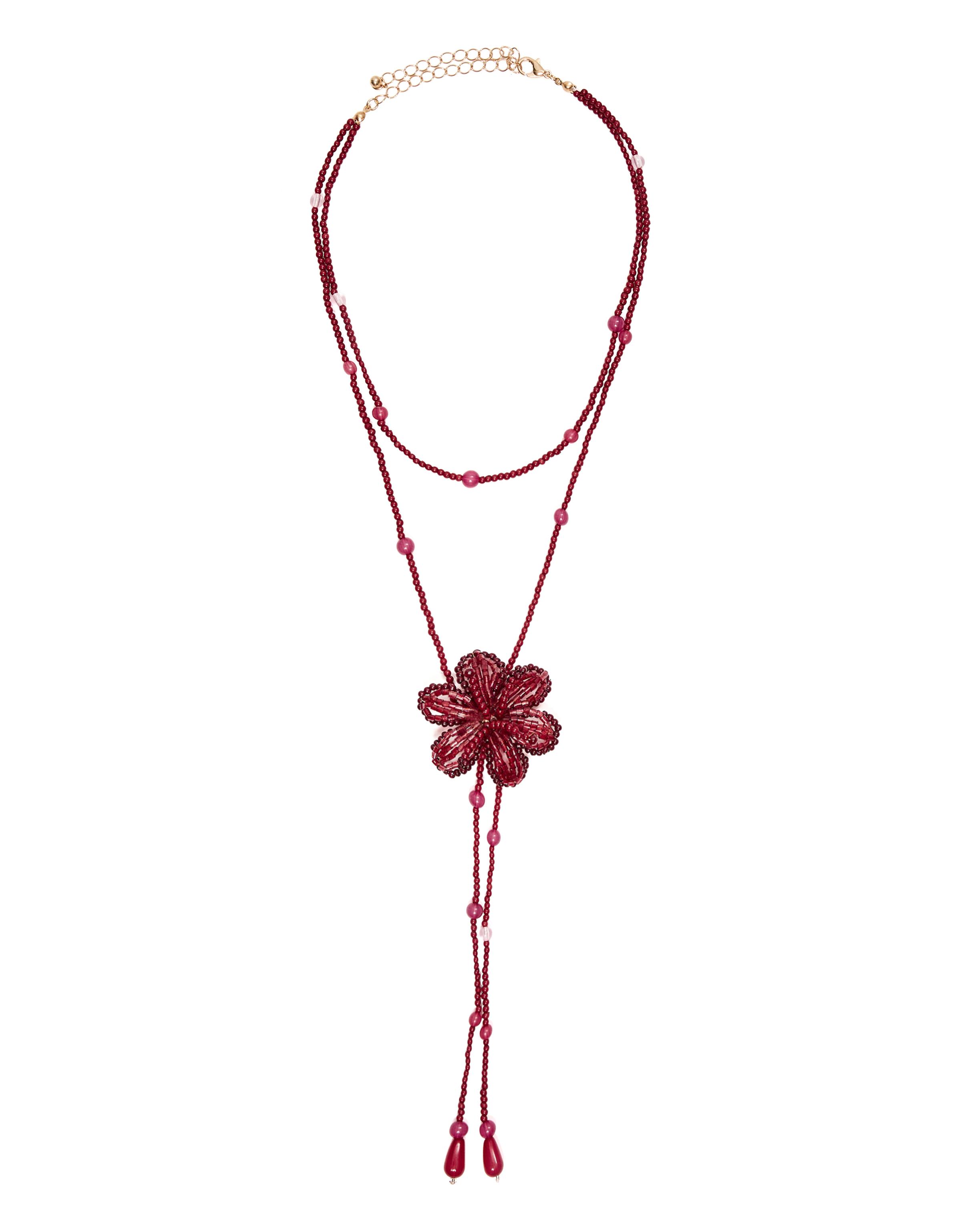 Flower necklace — Burgundy