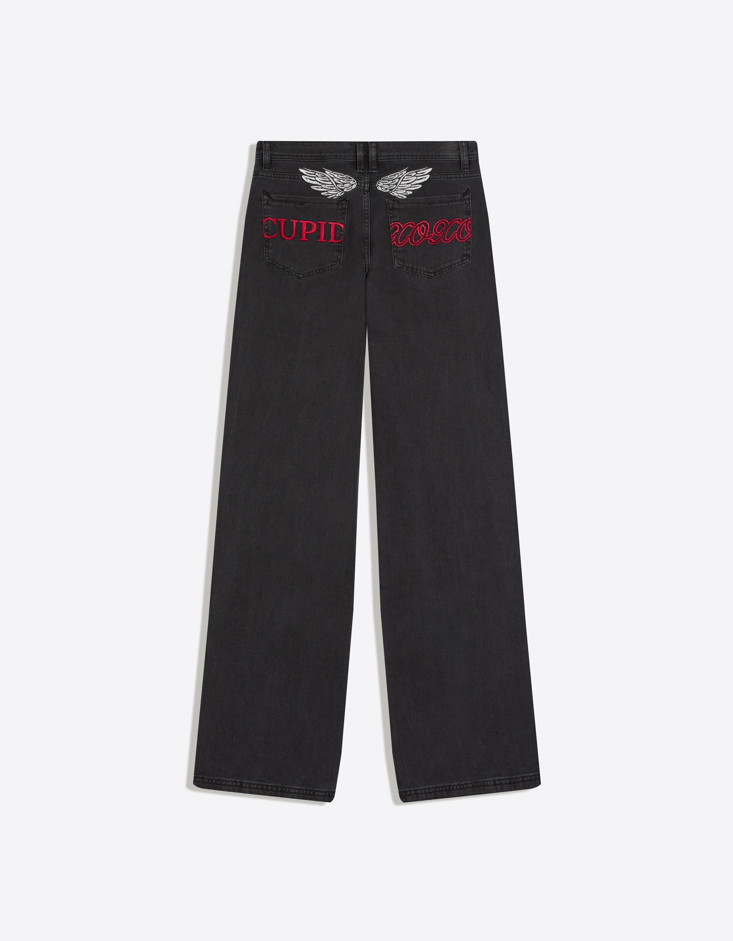 Embroidered twill trousers