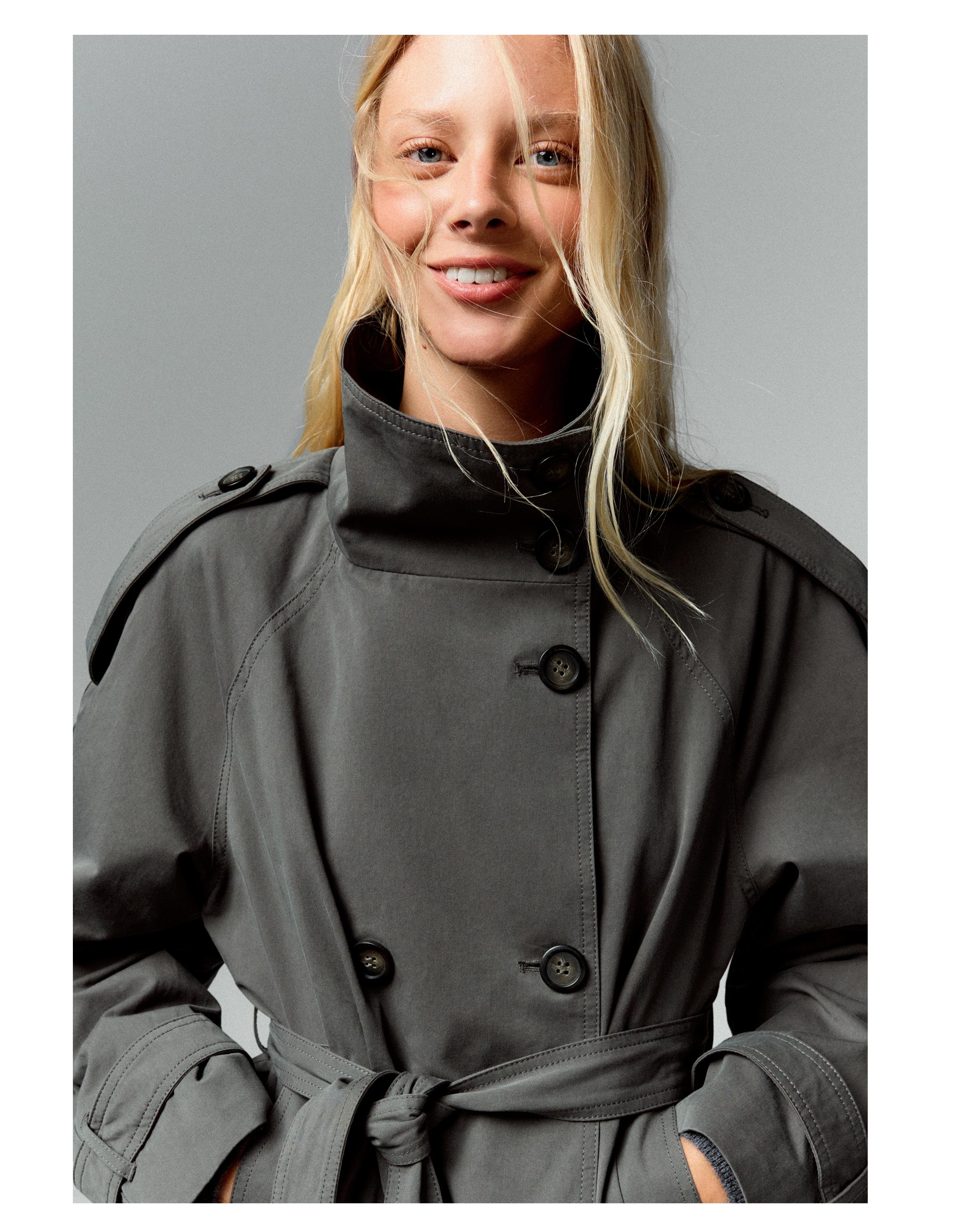 Funnel neck trench jacket — Dark grey