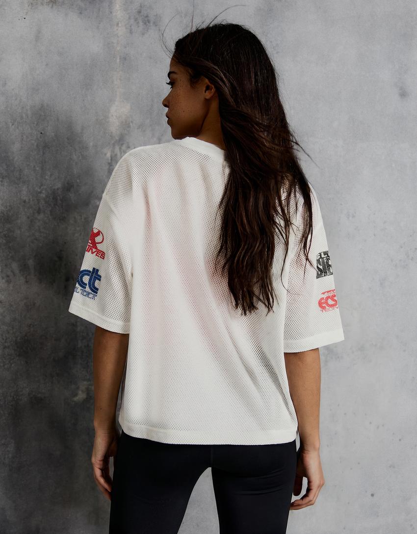 Camiseta boxy print-Crudo