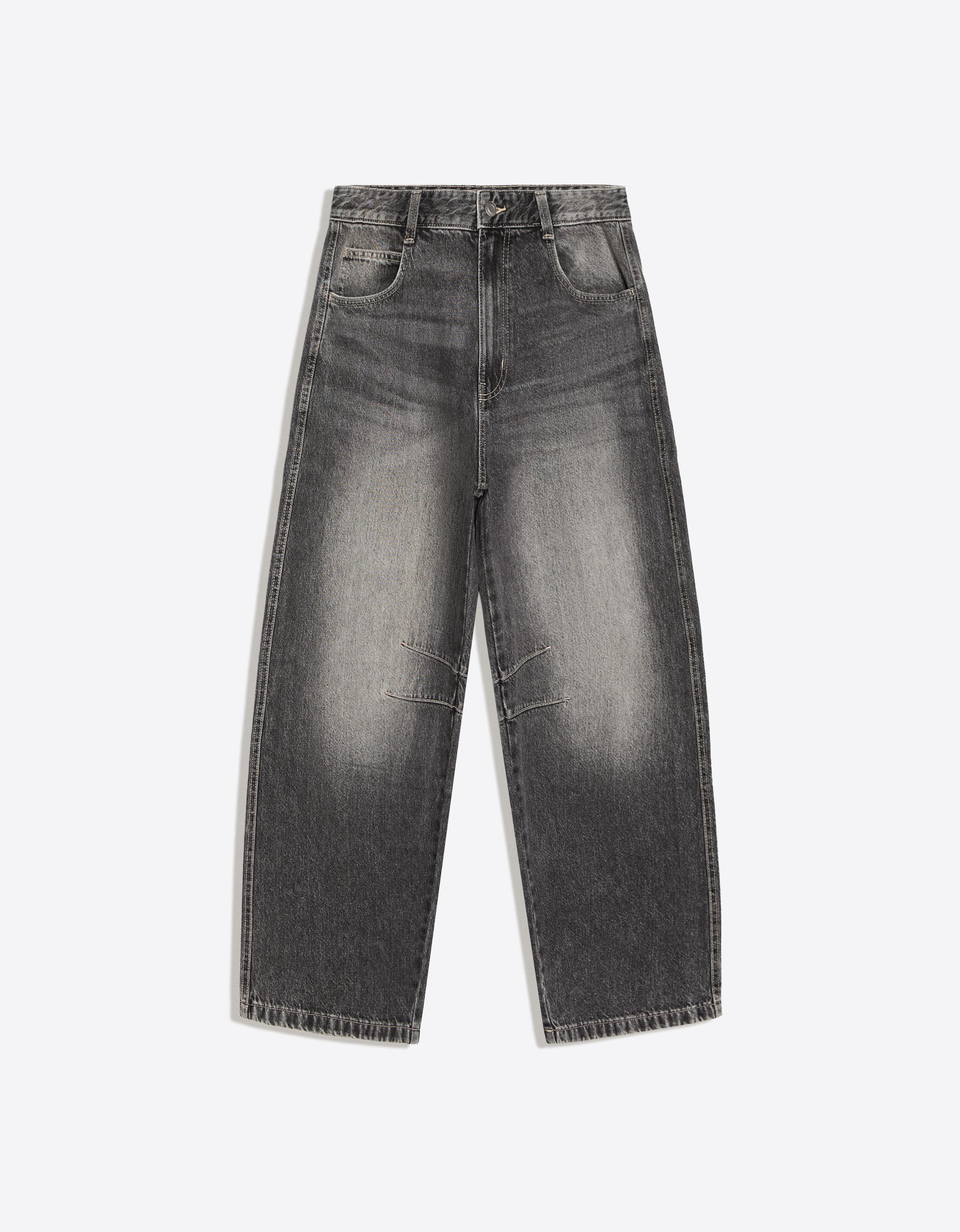 Bershka Jeans Bordado Trasero Hombre 32 Gris