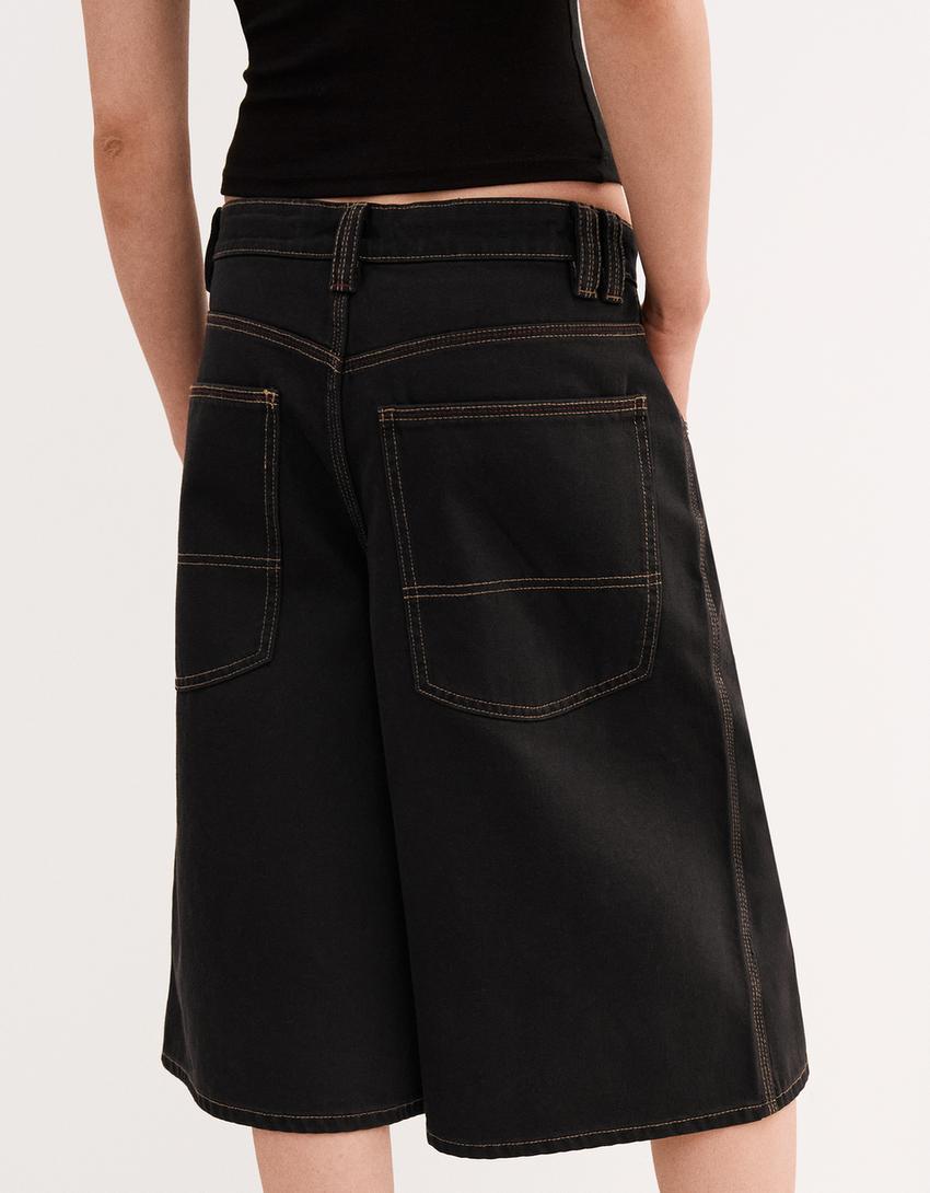 Bermuda jort denim-Siyah-1