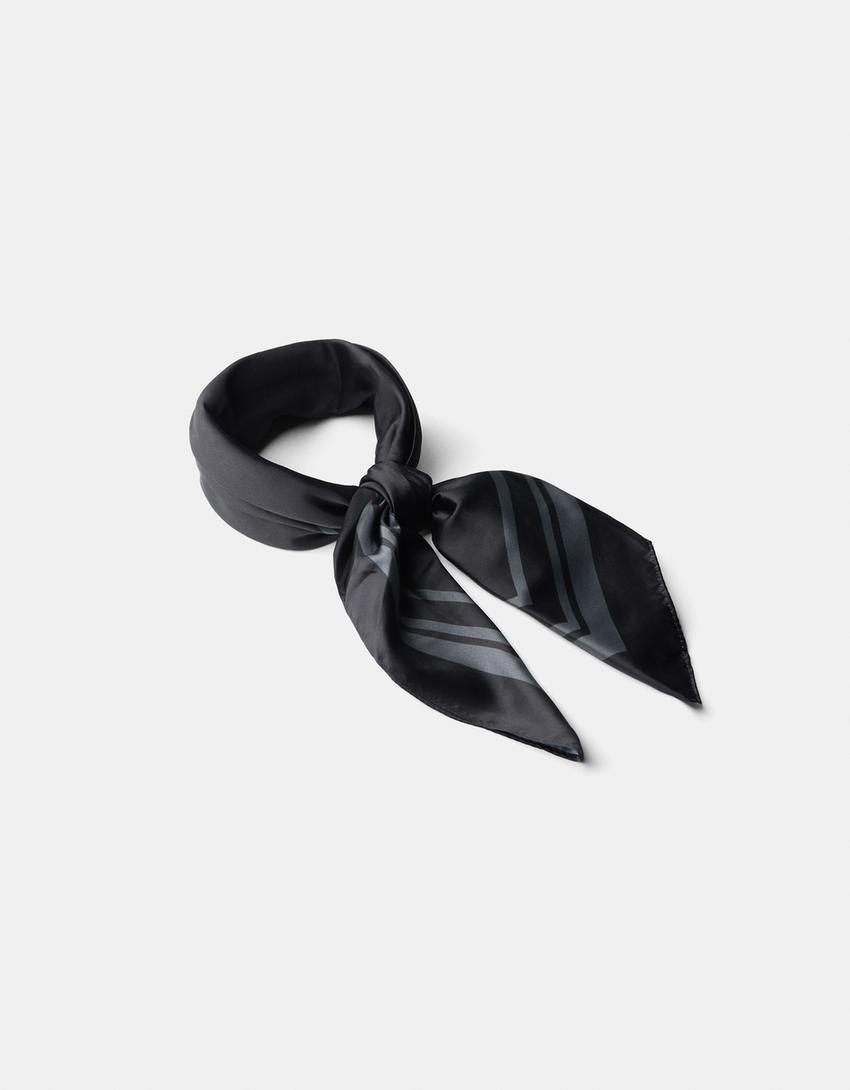 Satiny scarf-Black