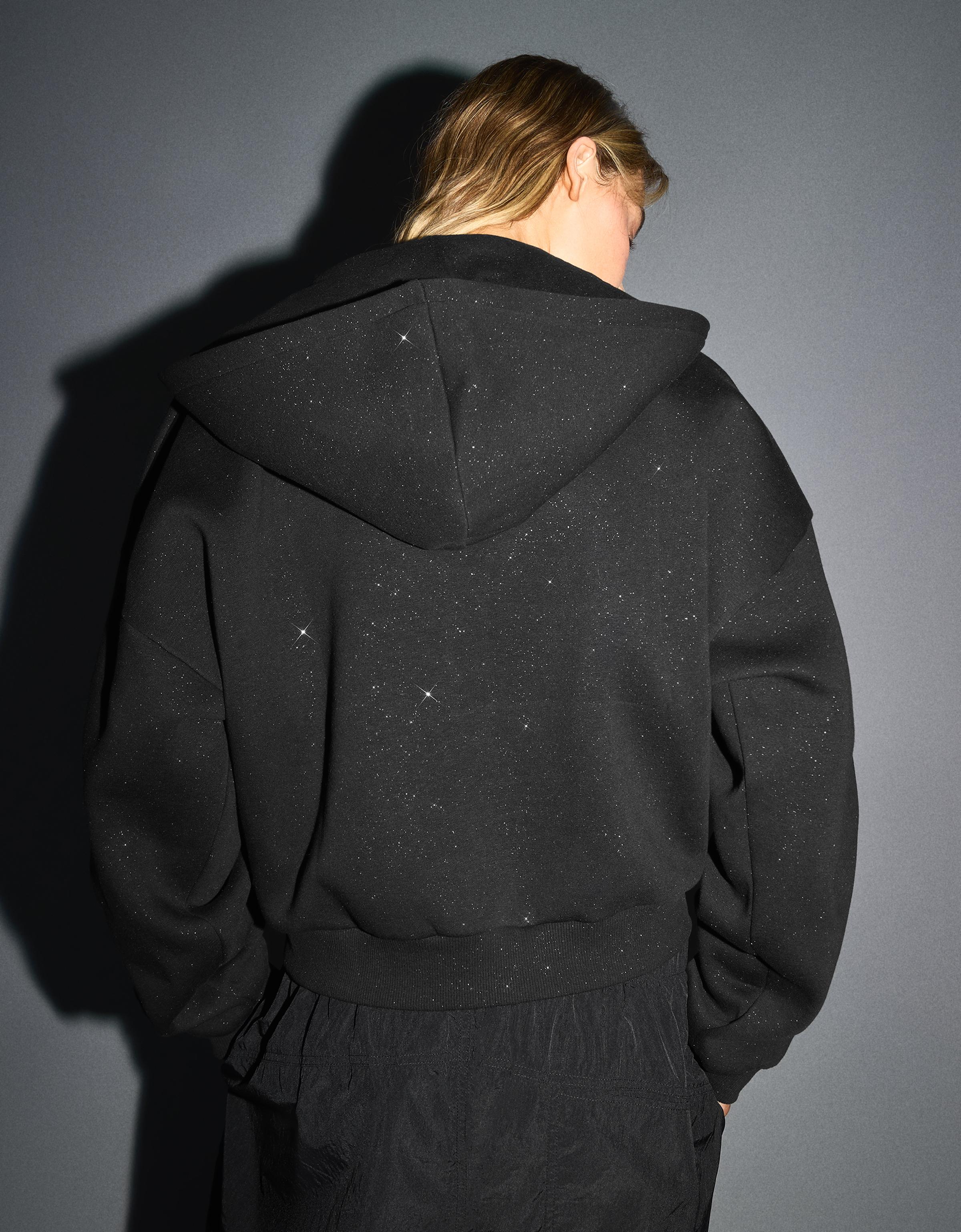 Rhinestone hoodie — Black