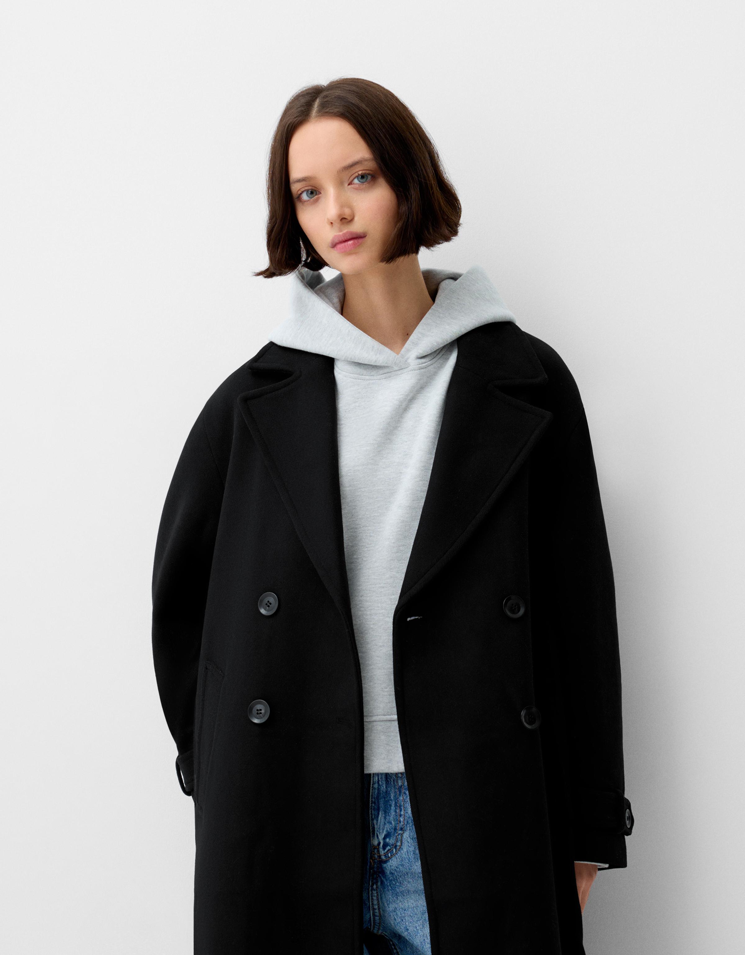 Bershka black coat best sale