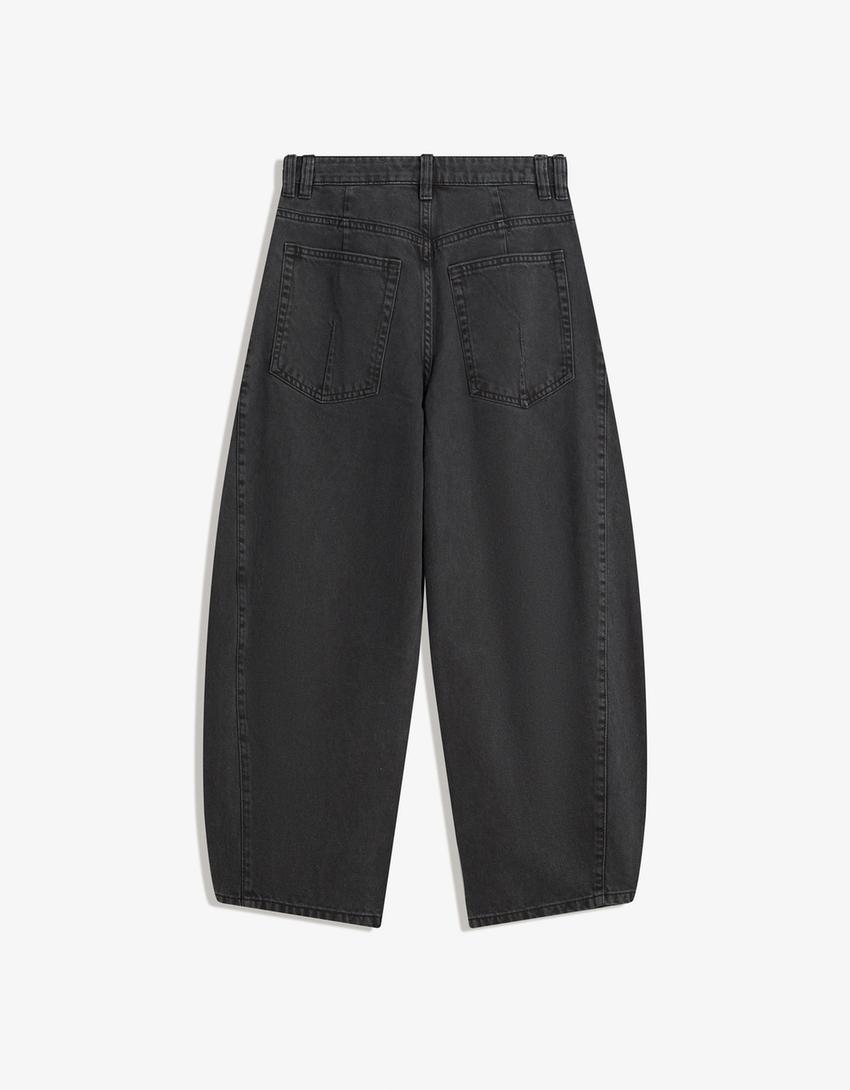 Kalhoty barrel fit cropped-Šedá