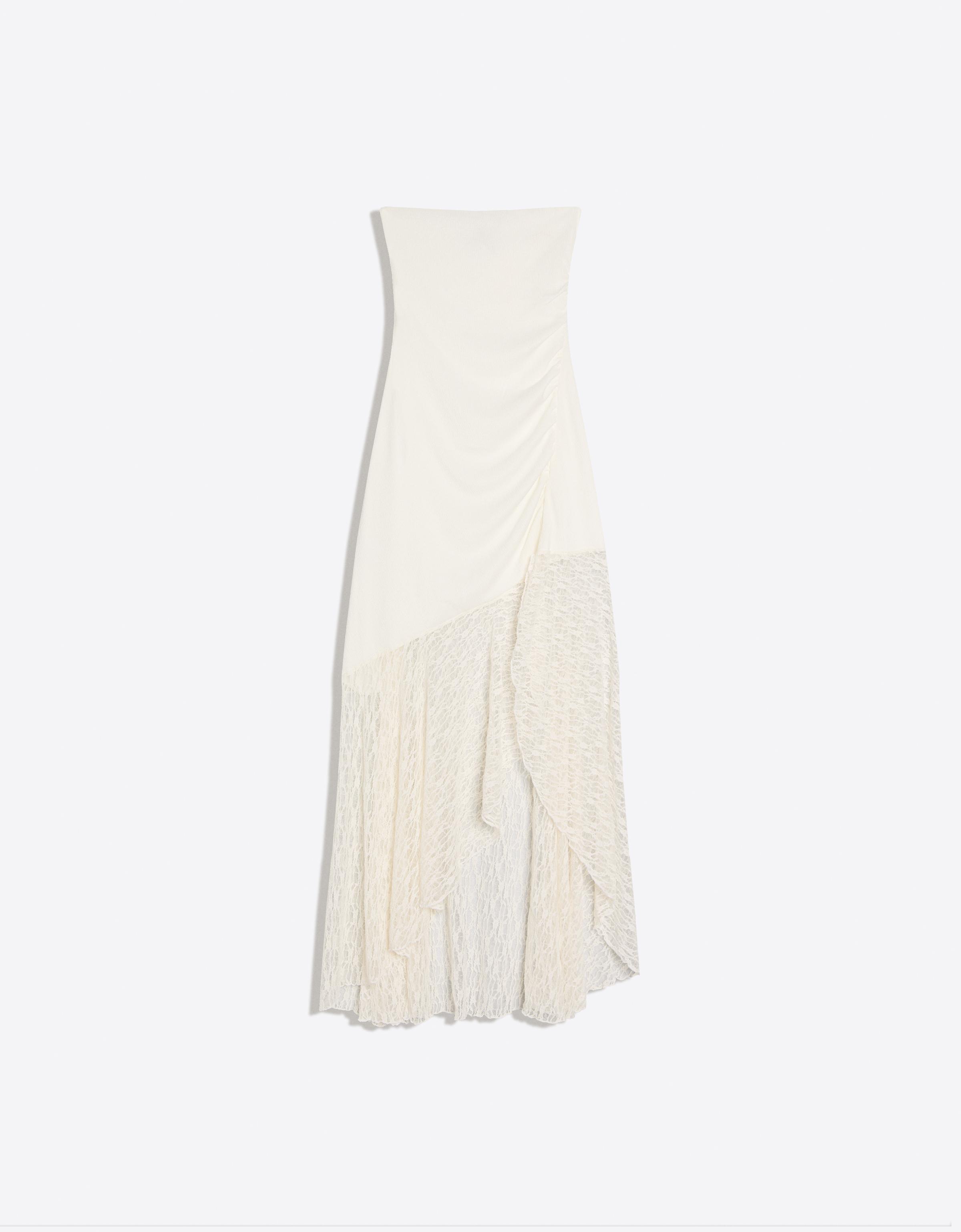 Dantel detaylı rustik midi elbise - Görsel 5