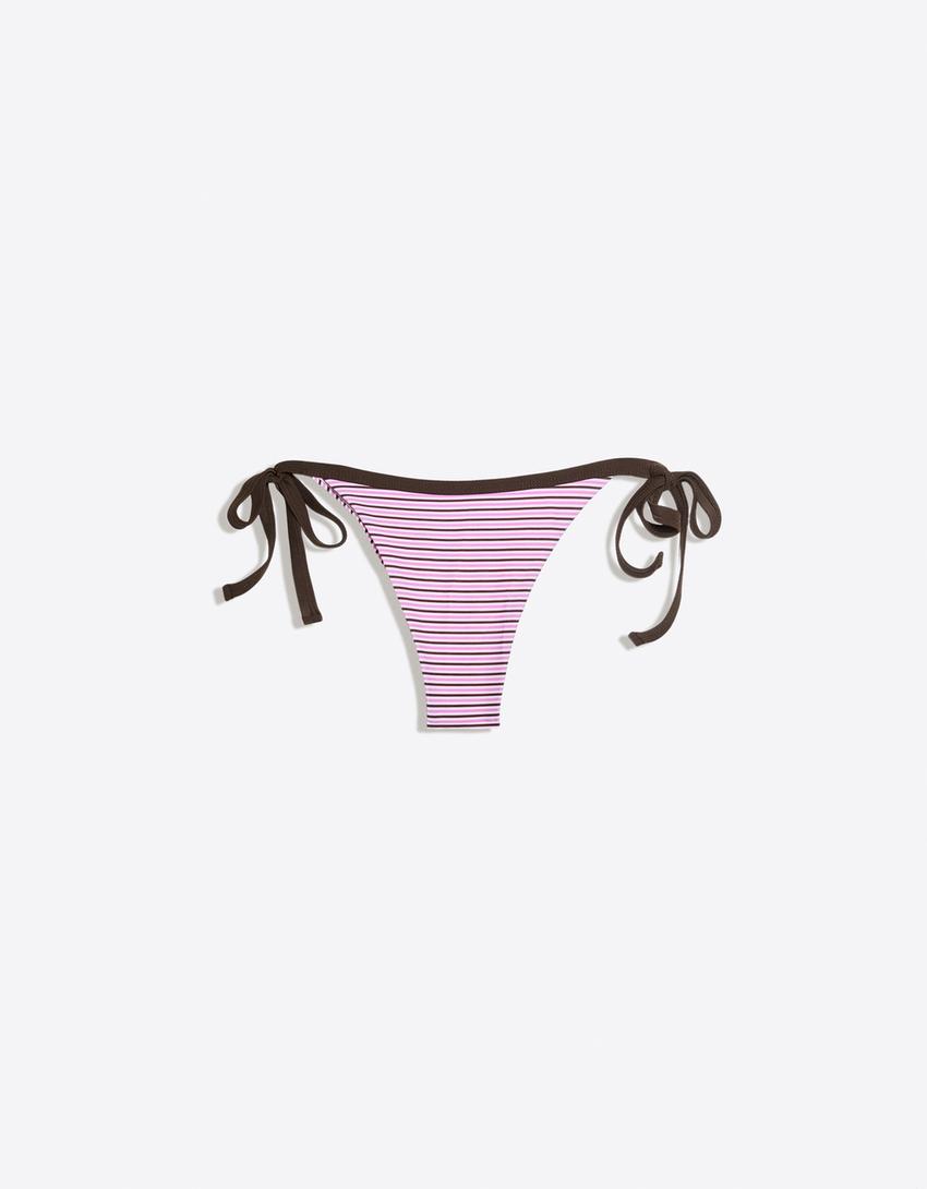Contrast brazilian bikini briefs-Pink
