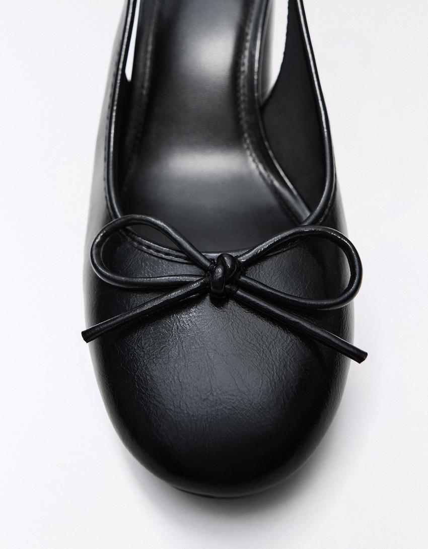 Slingback ballet flats with heels-BLACK