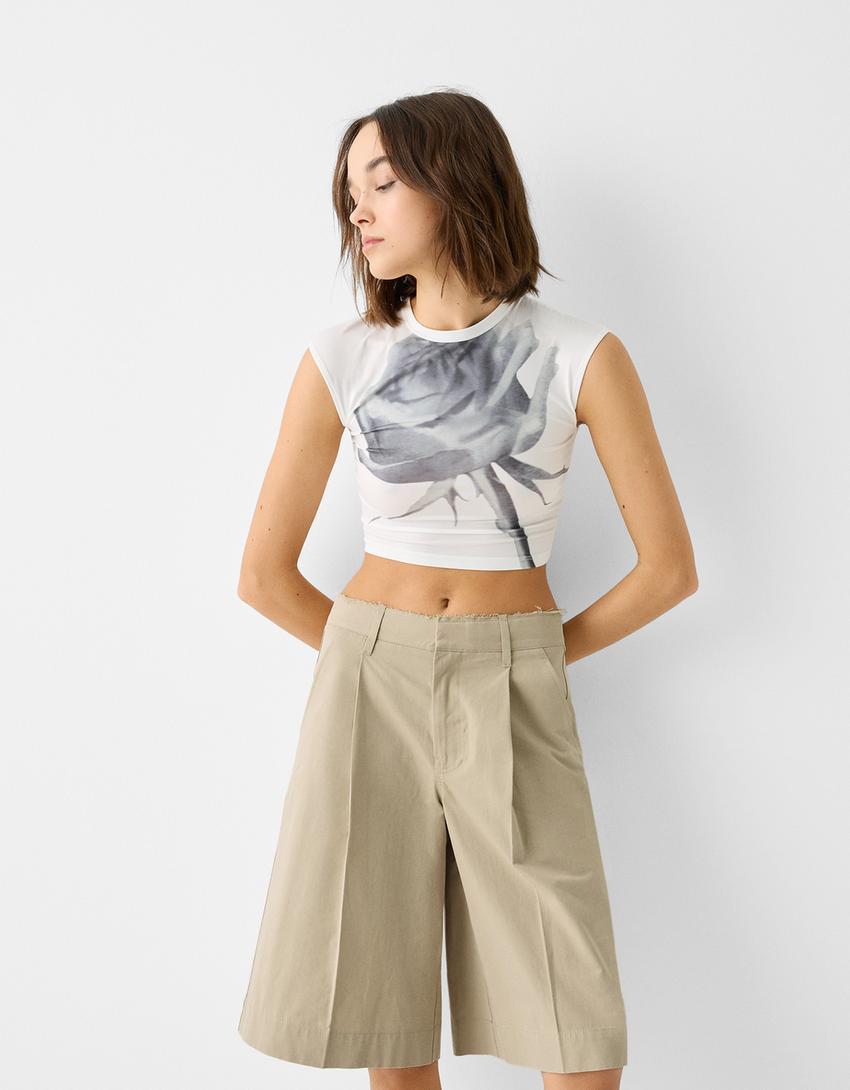 برمودا شورت قطني بثنيات-جملي-1