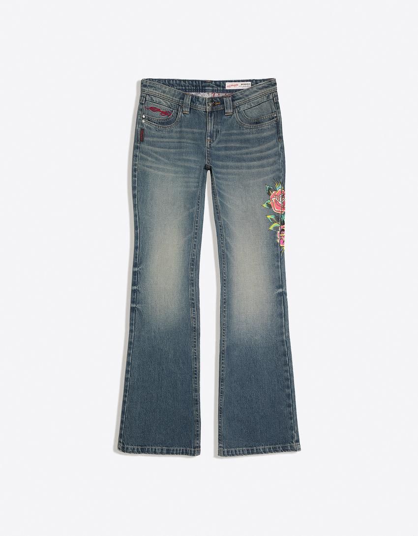 ED HARDY X BERSHKA bootcut jean-Mavi