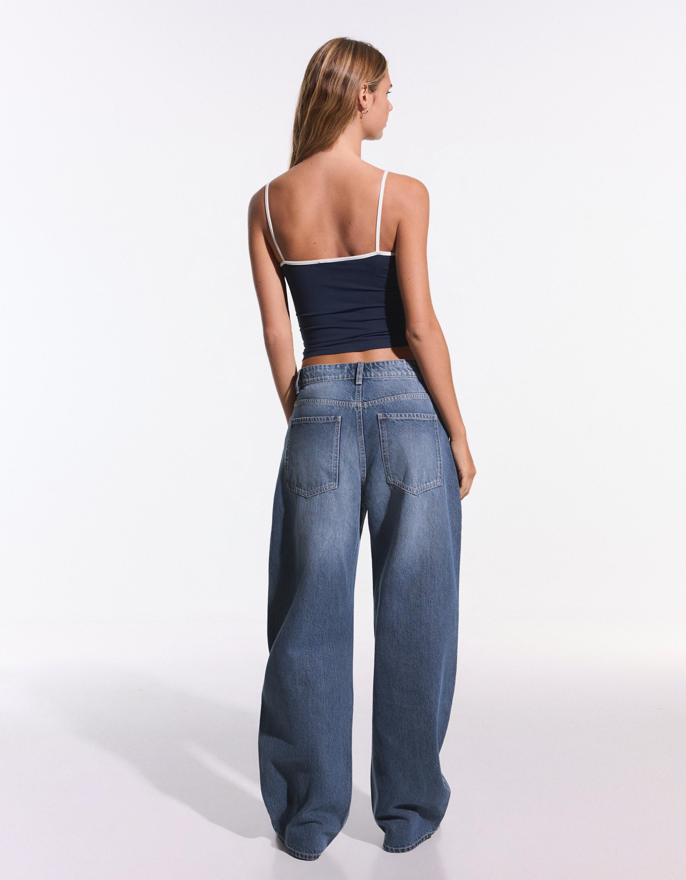 Contrast strappy top — Navy