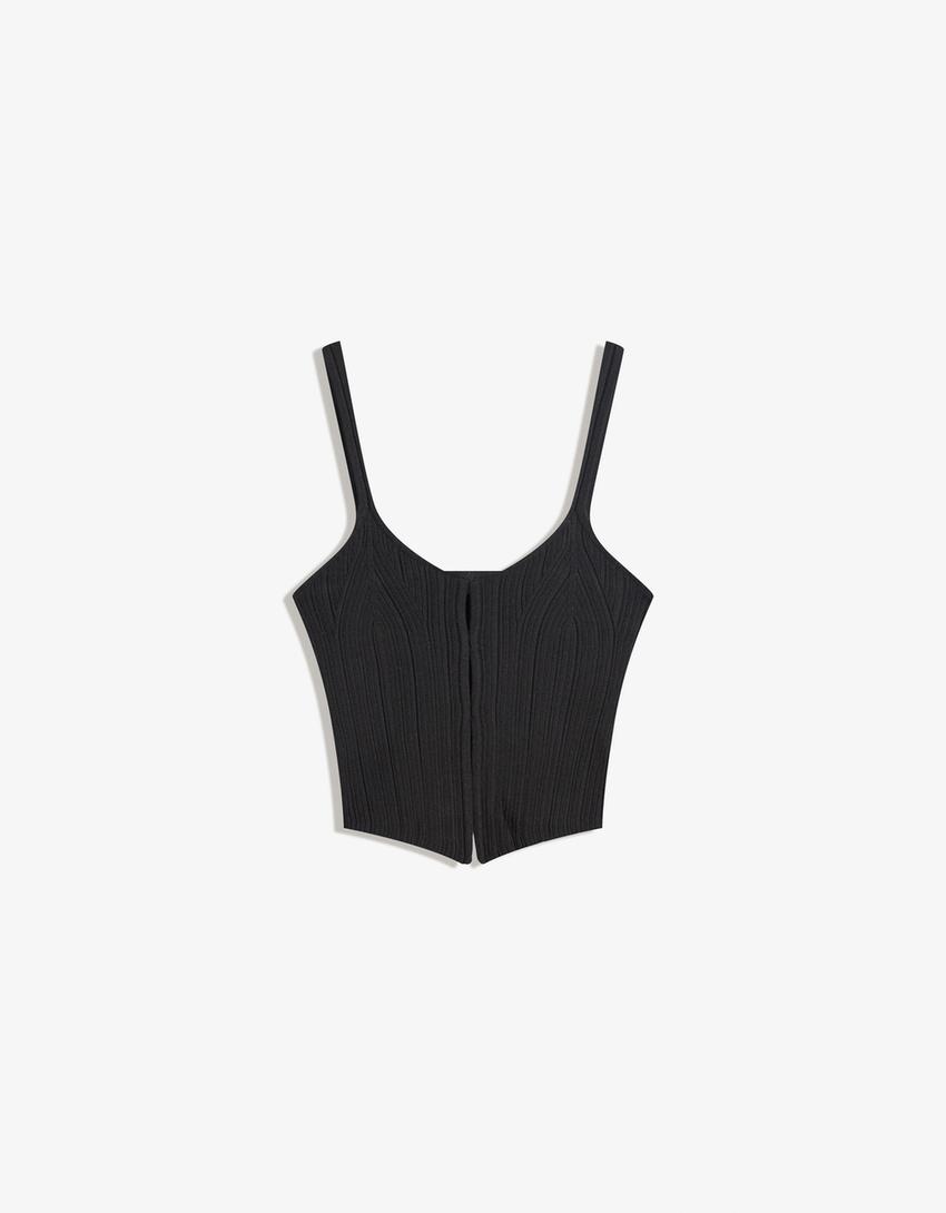 Strappy cut-out top-Black-3