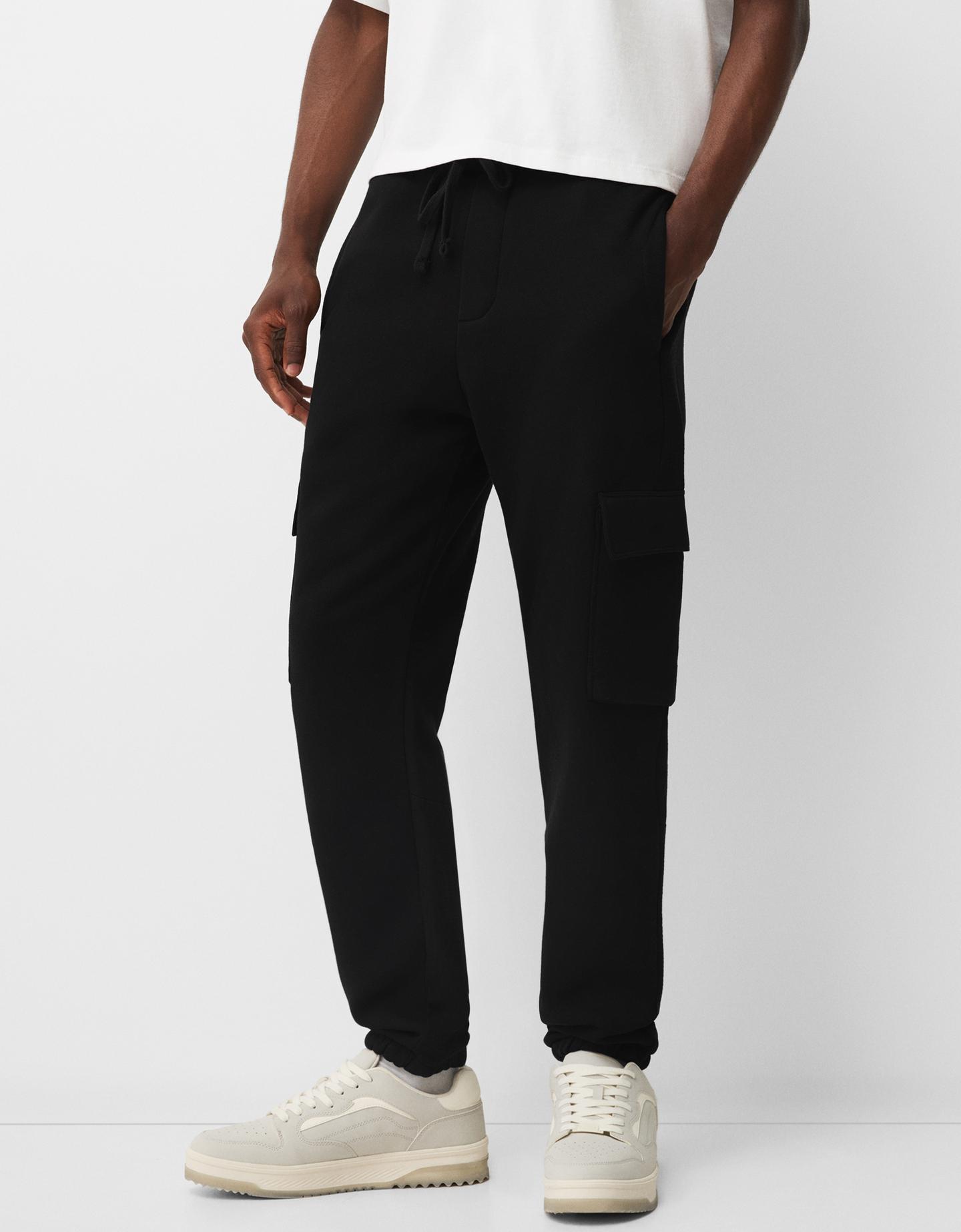 Bershka Pantaloni Jogger Cargo Uomo Xl Nero