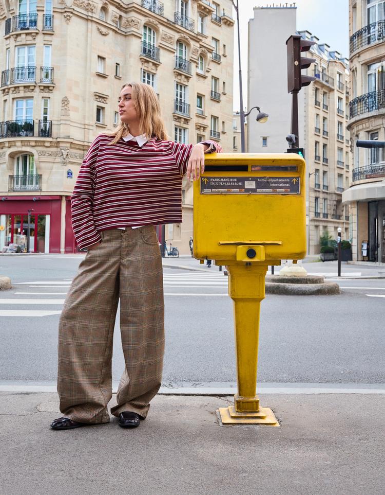 Pantalón barrel cuadros