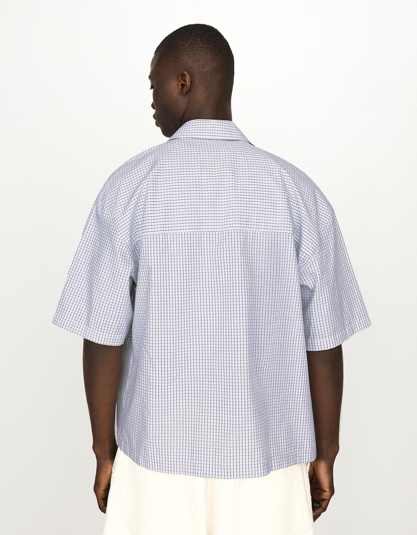 Embroidered short sleeve shirt-White