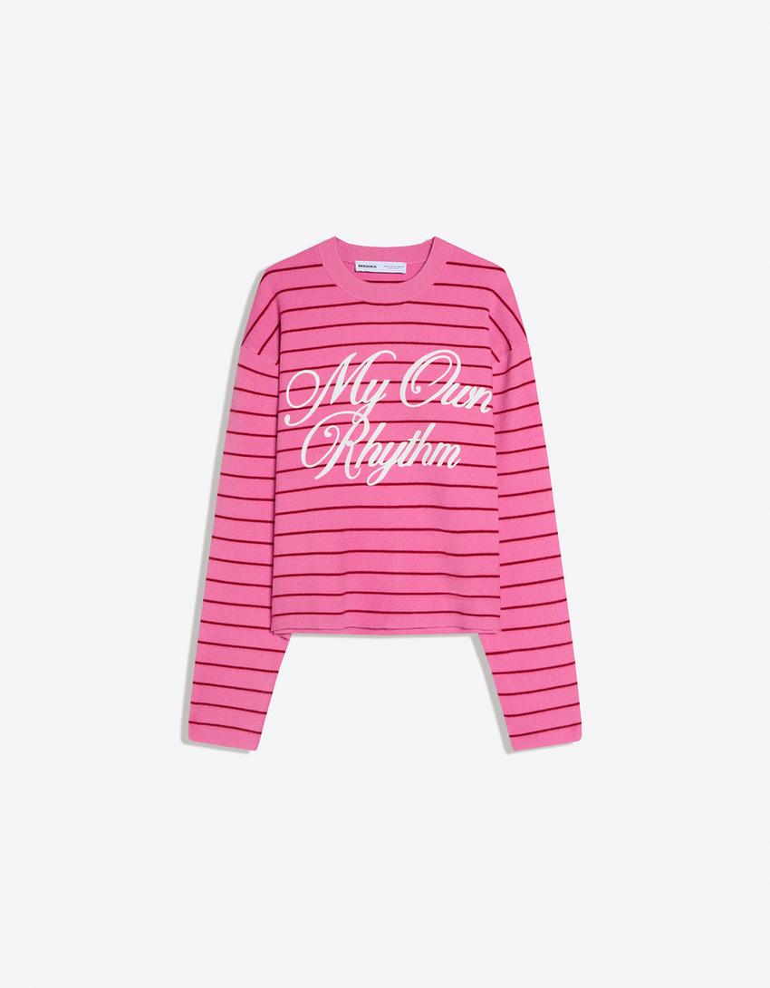 Stripe print jumper-Pink