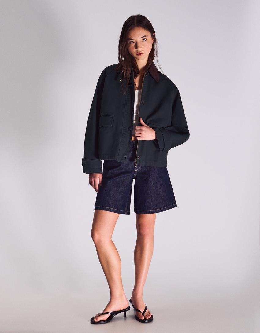 Rubberized corduroy jacket-Green