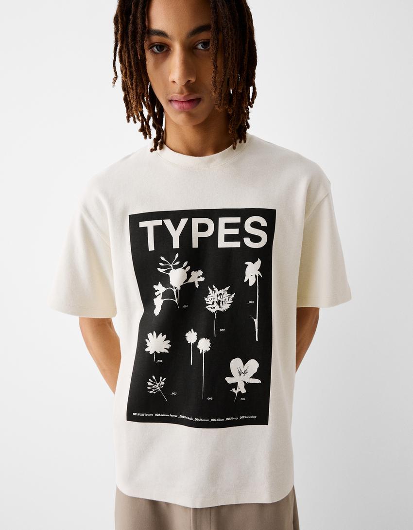 T-shirt manga curta estrutura nervuras estampado-Gelo-2