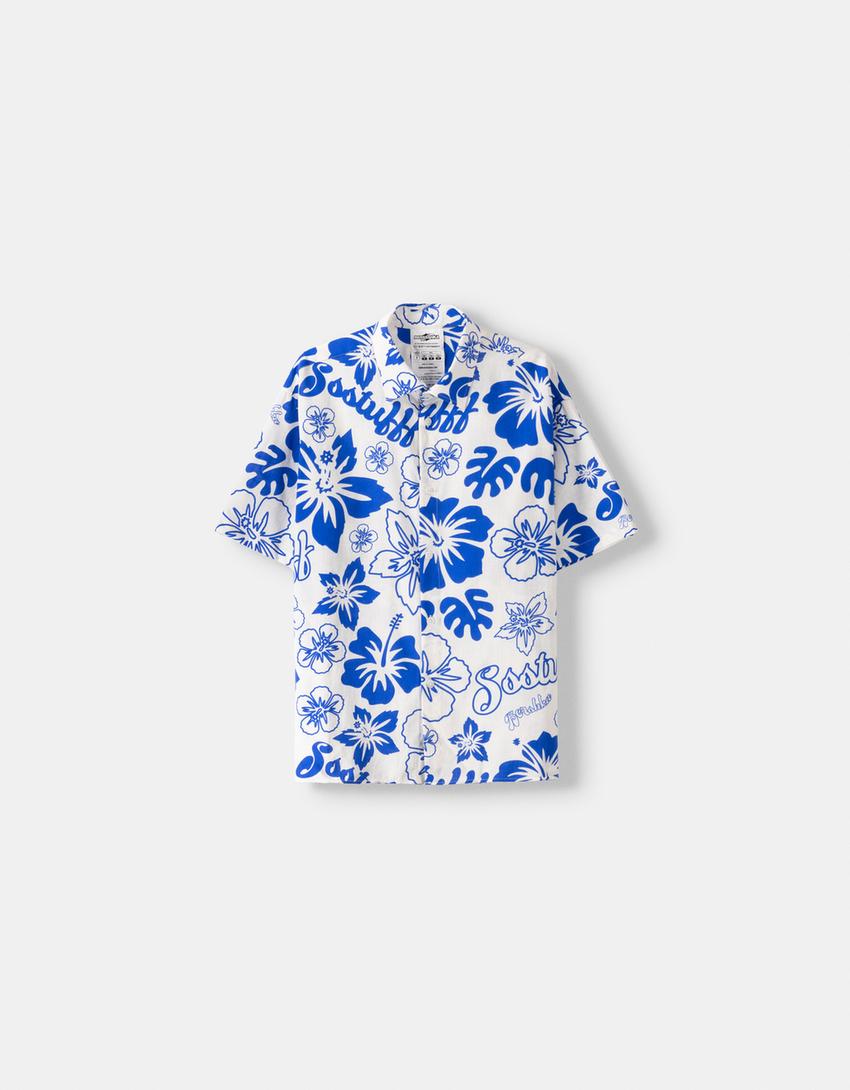 Chemise BERSSSHKA X SSSTUFFF imprimé floral-Bleu-2