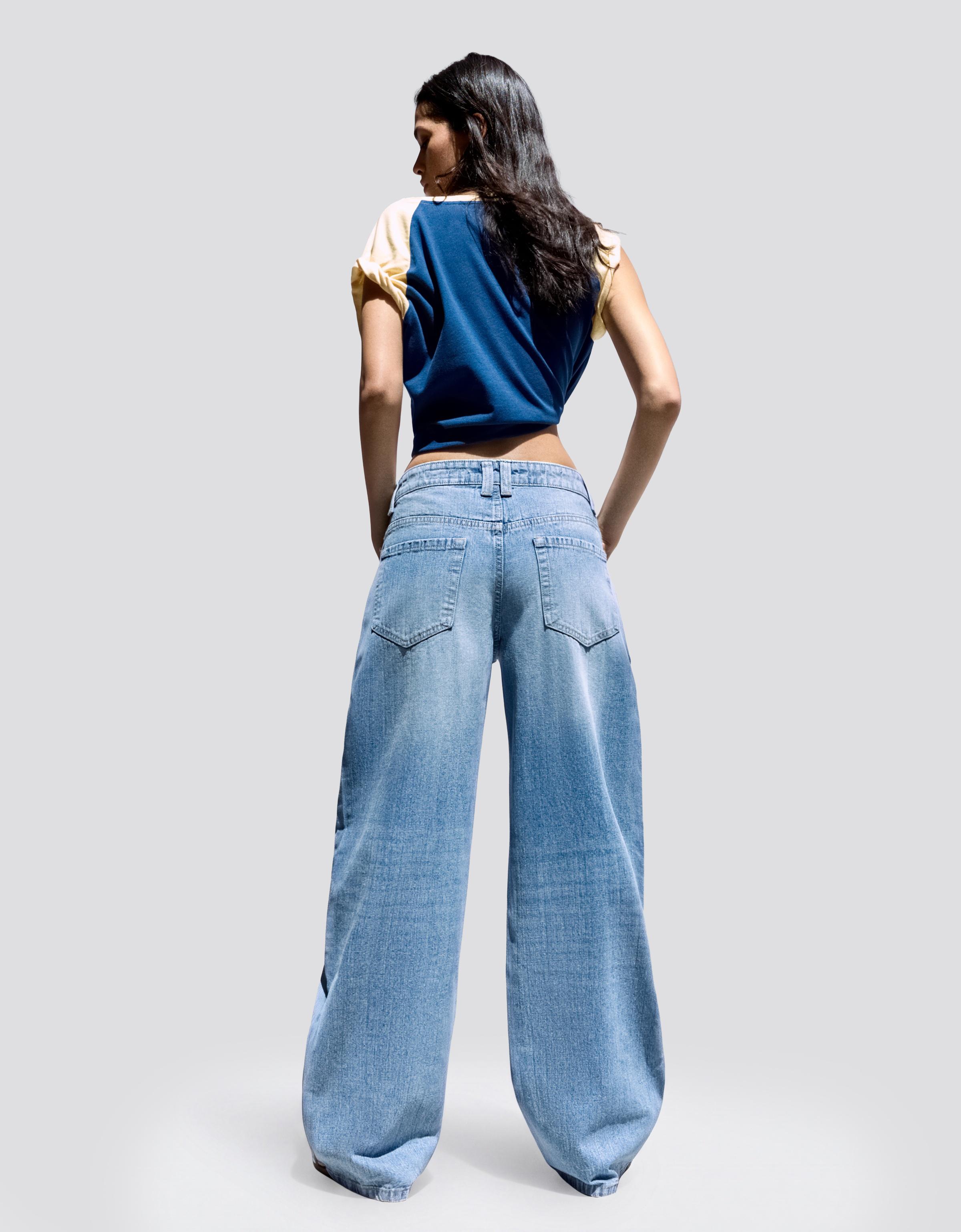 Low-rise baggy barrel jeans — Light blue