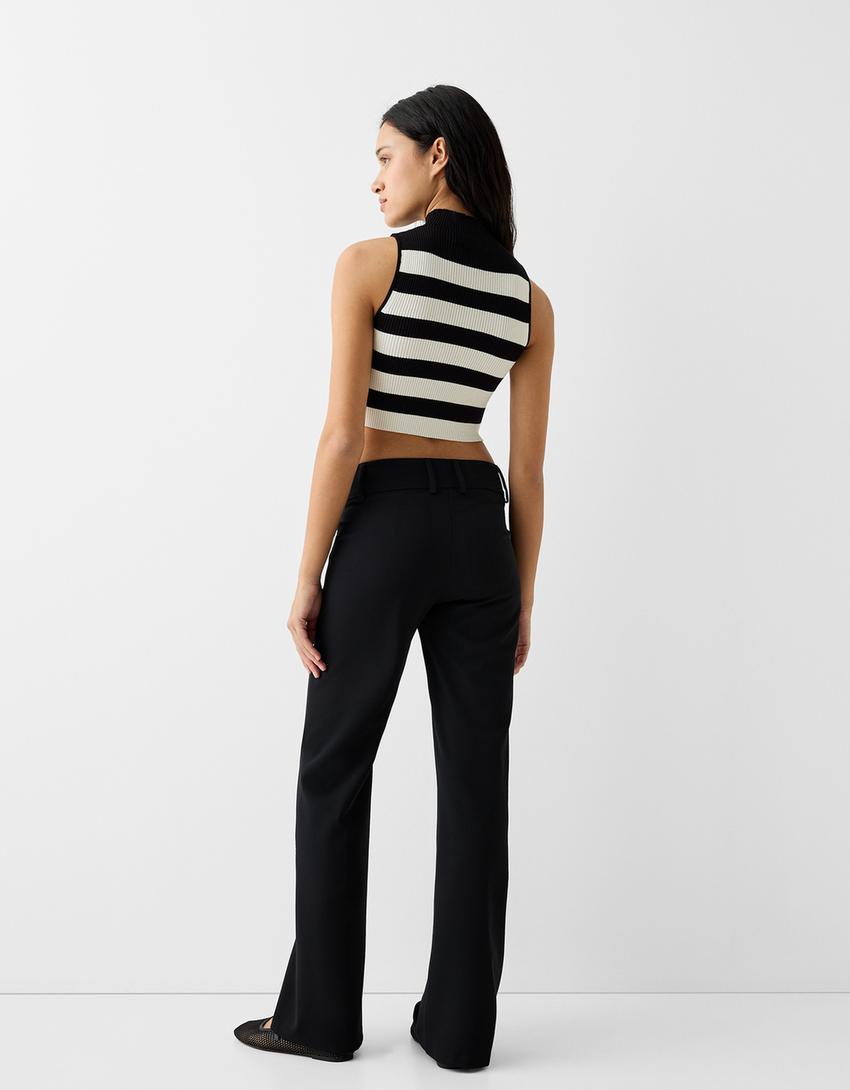 توب محاك بدون أكمام ورقبة عالية-أسود-1