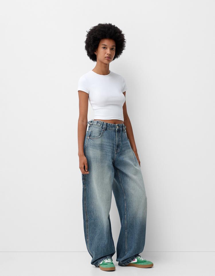 Ayarlanabilir balloon fit carpenter jean