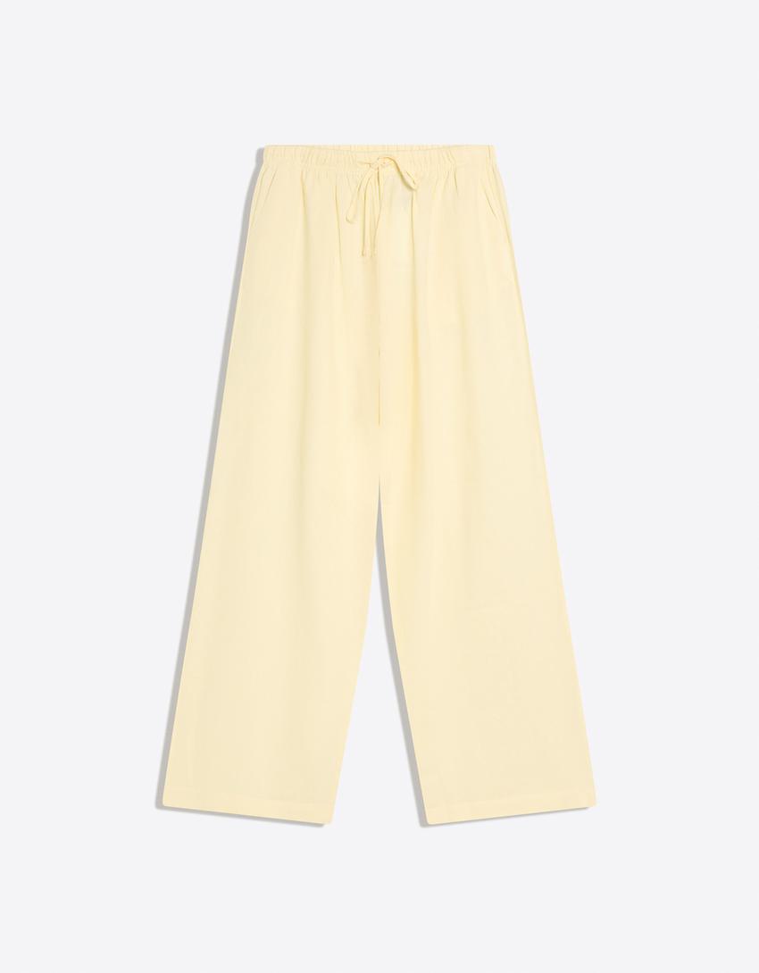 Elasticated waist trousers-Yellow