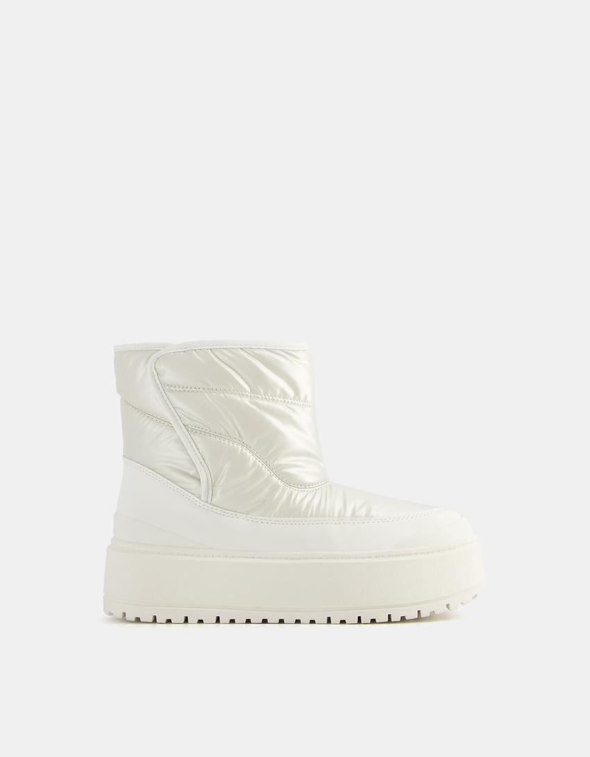 Bottines plateforme matelassées-Blanc-6
