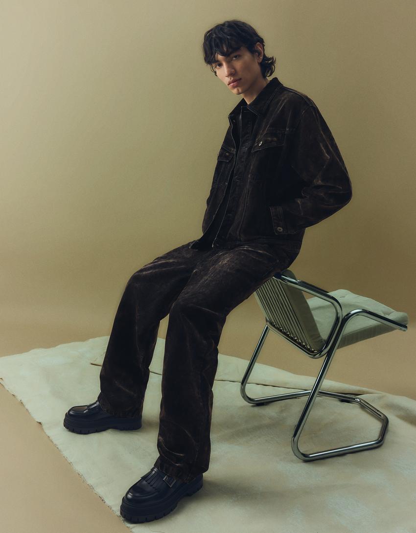 Blouson en jean Boxy fit-Marron