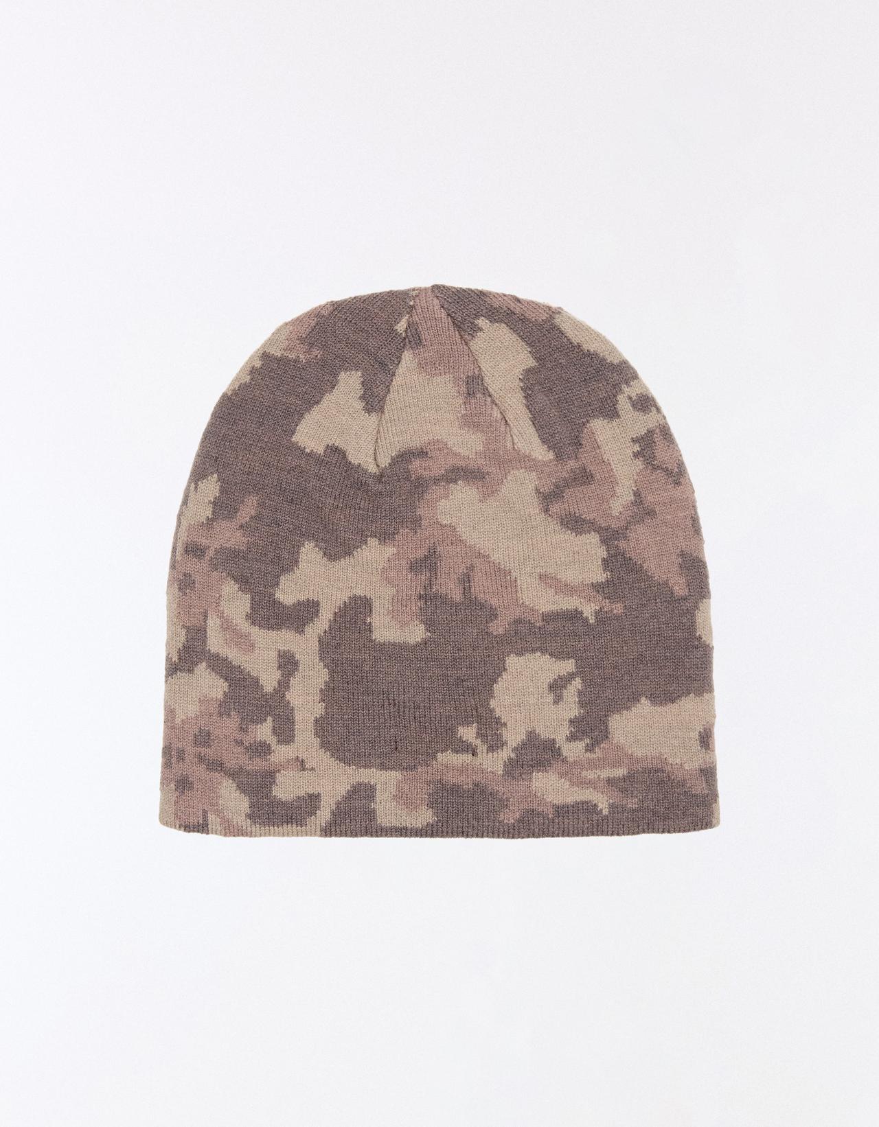 Printed knit beanie — Khaki
