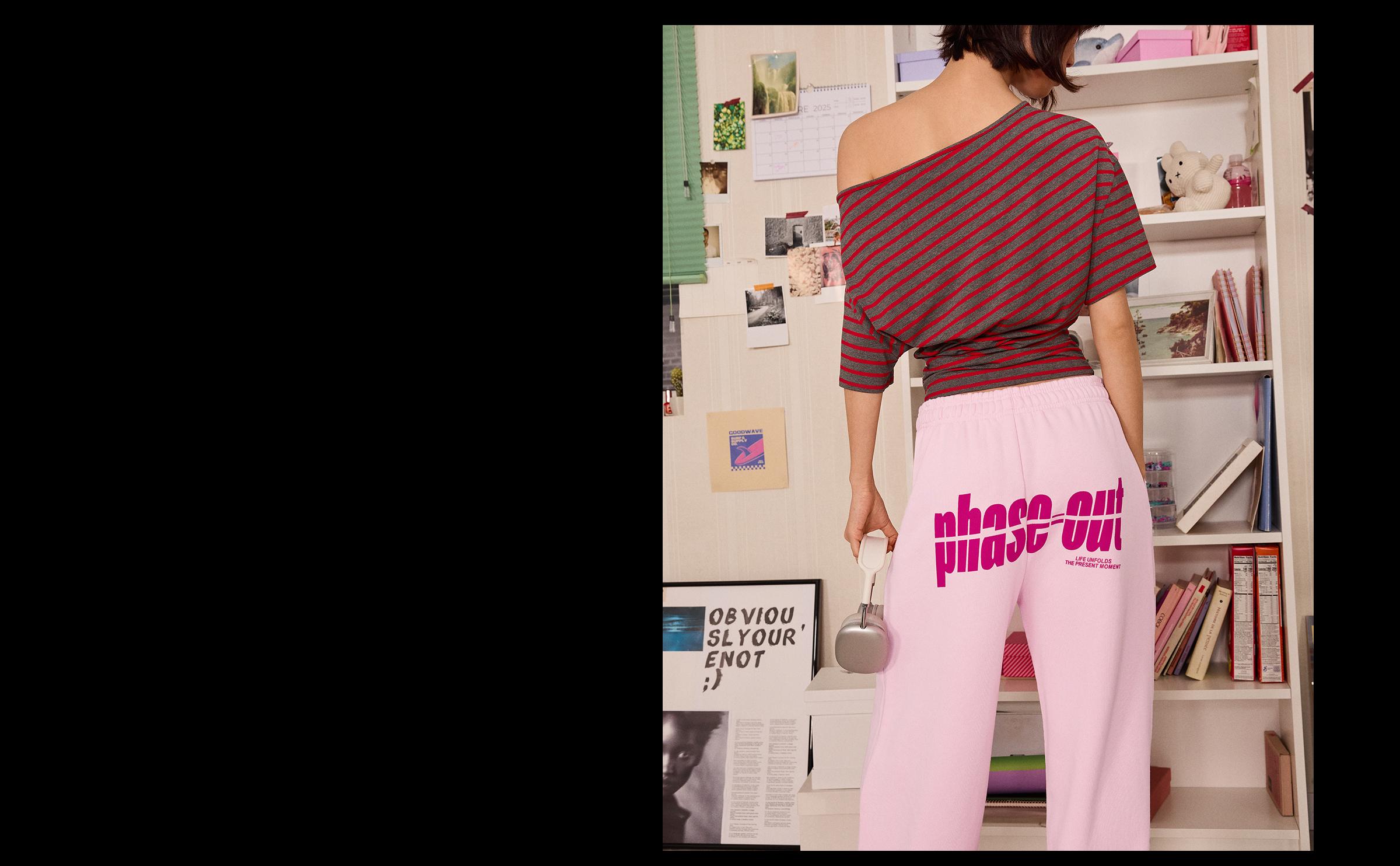 Baskılı geniş paça şardonlu eşofman altı - Görsel 43