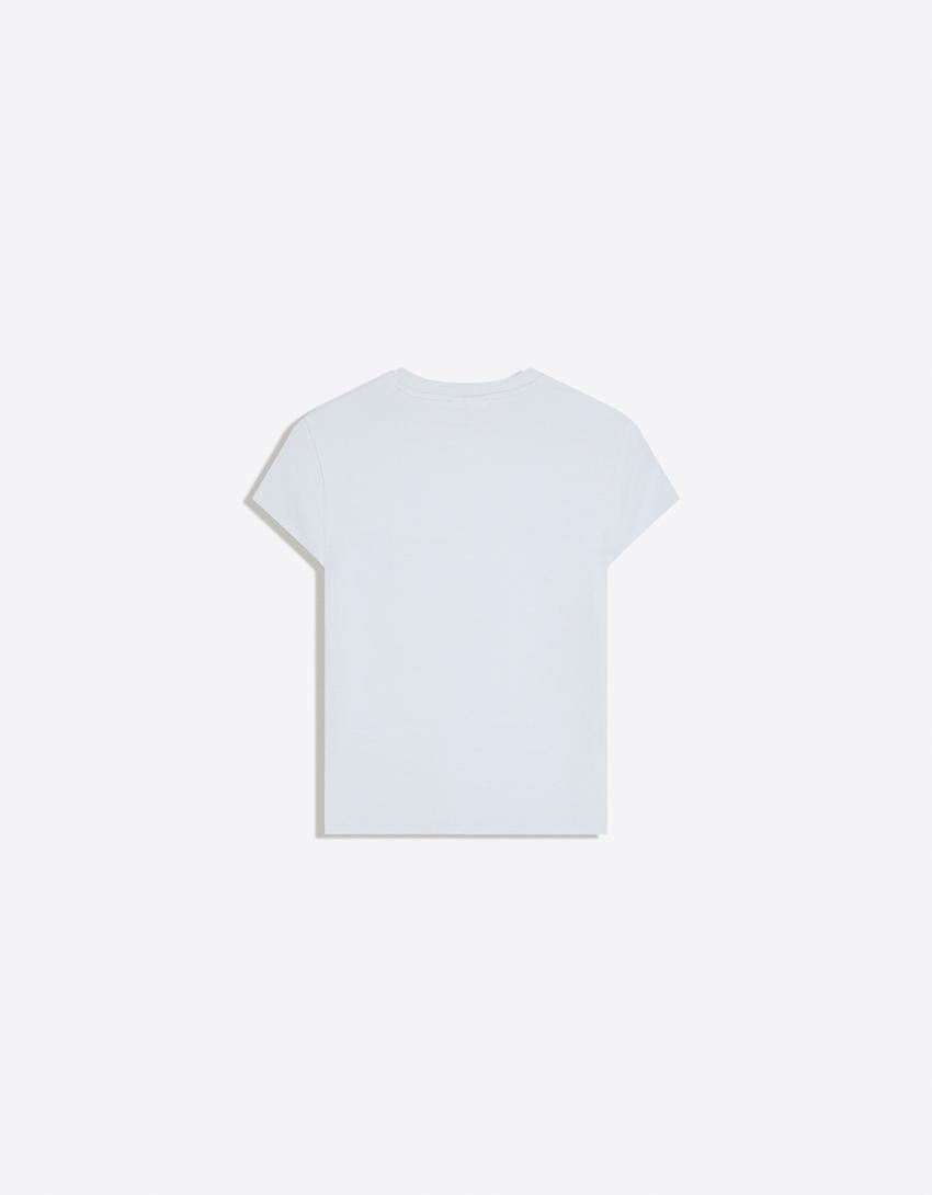 Kurzärmeliges T-Shirt mit Rundausschnitt-Hellblau