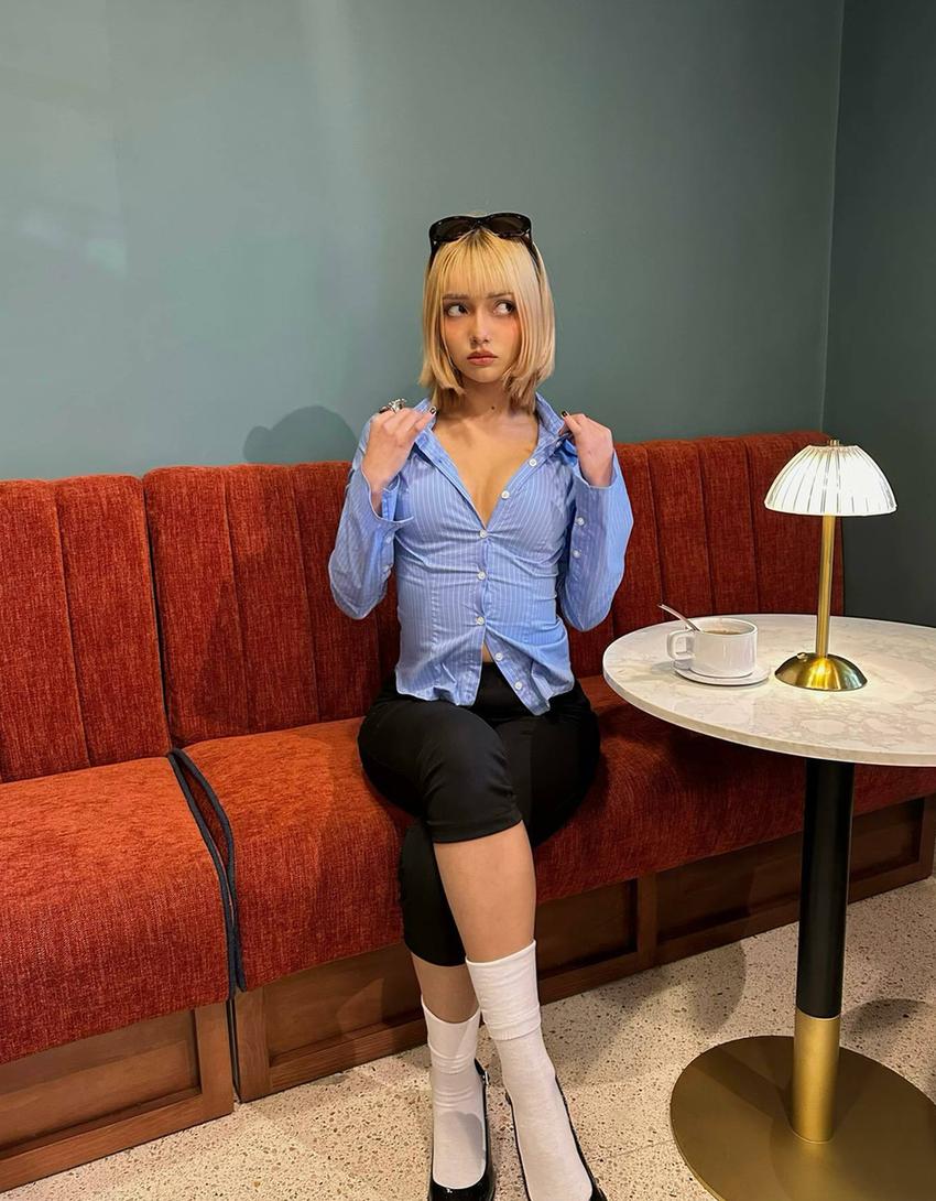 قميص ضيق بأكمام جرسية طويلة-أزرق-3