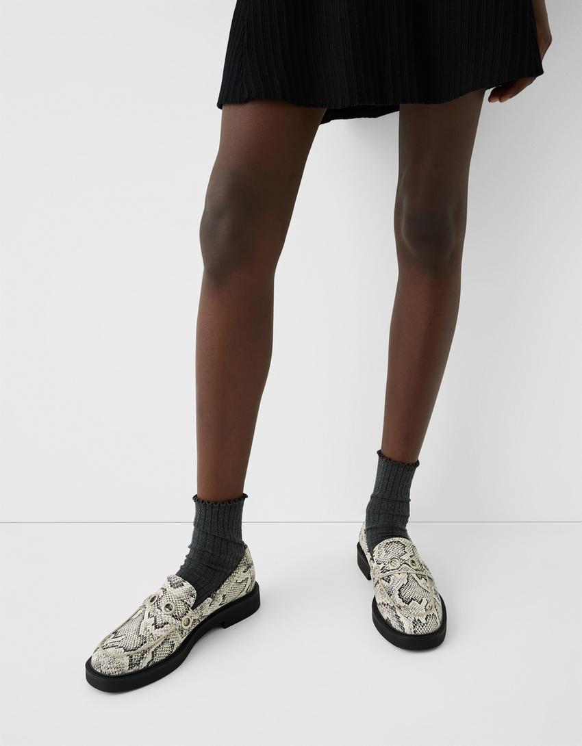 Mocassins plats animal print-Serpent-1